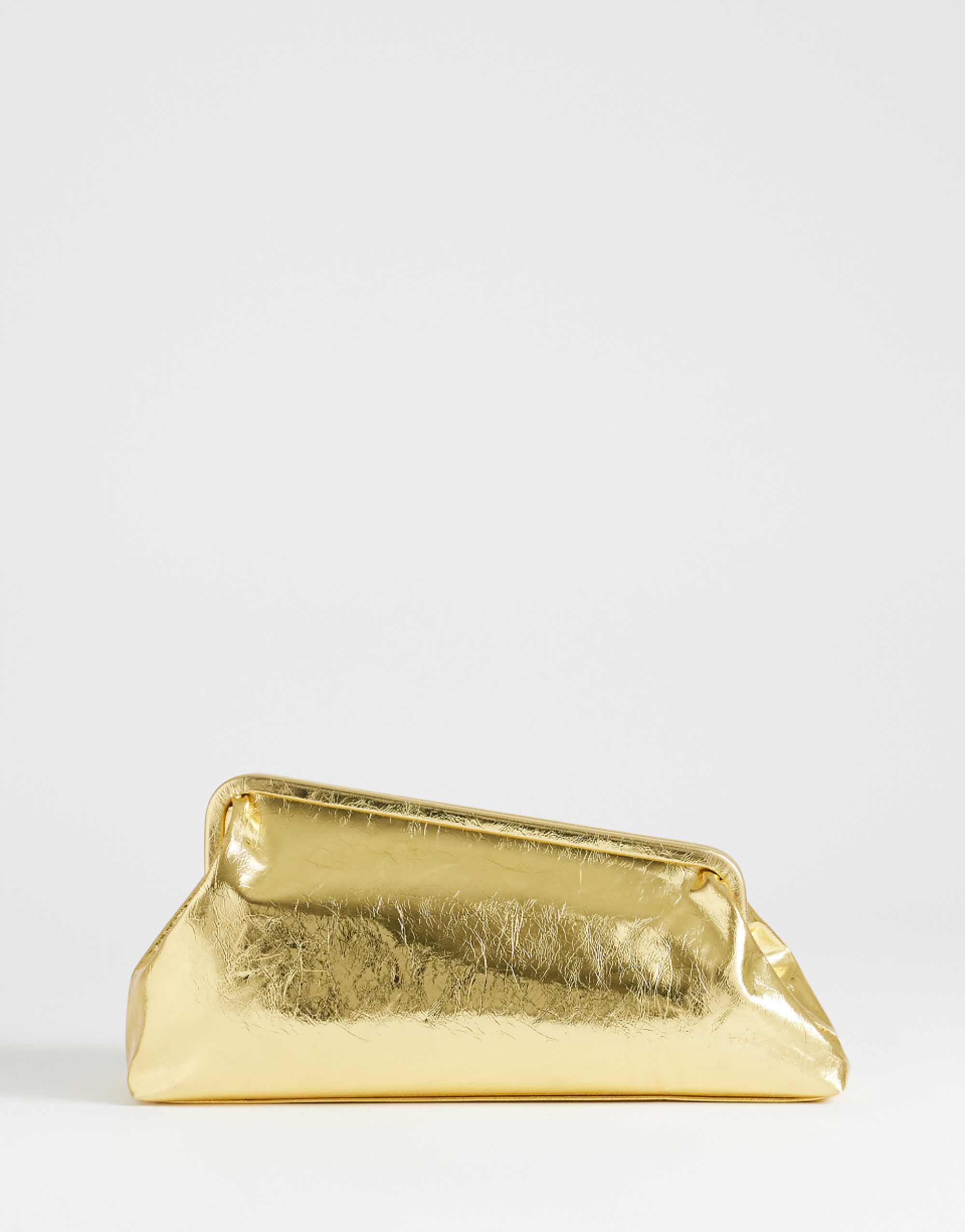 Topshop Anna Medium Angular Clutch Bag in Gold