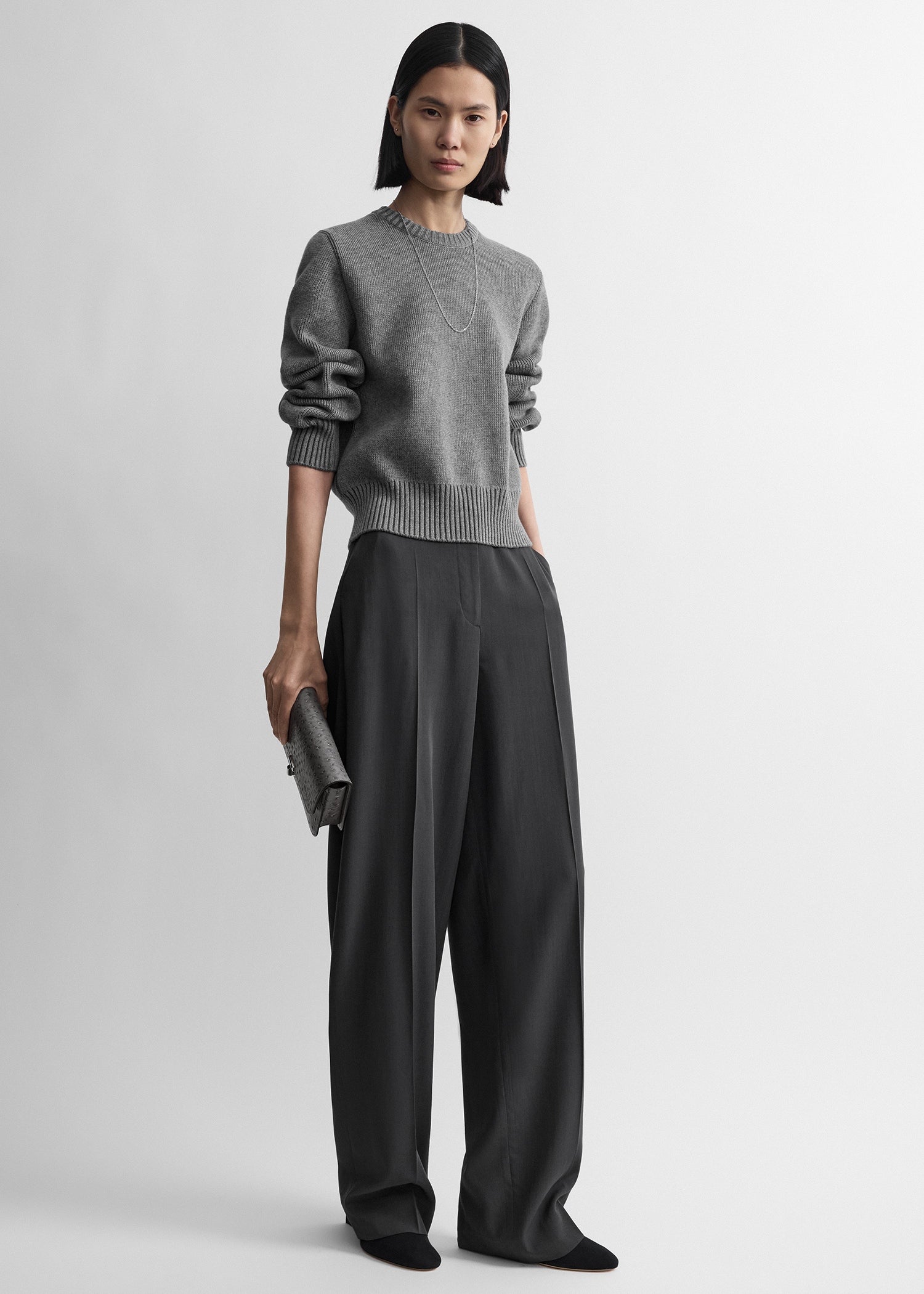 High-Waist Trousers Washed Black - 30