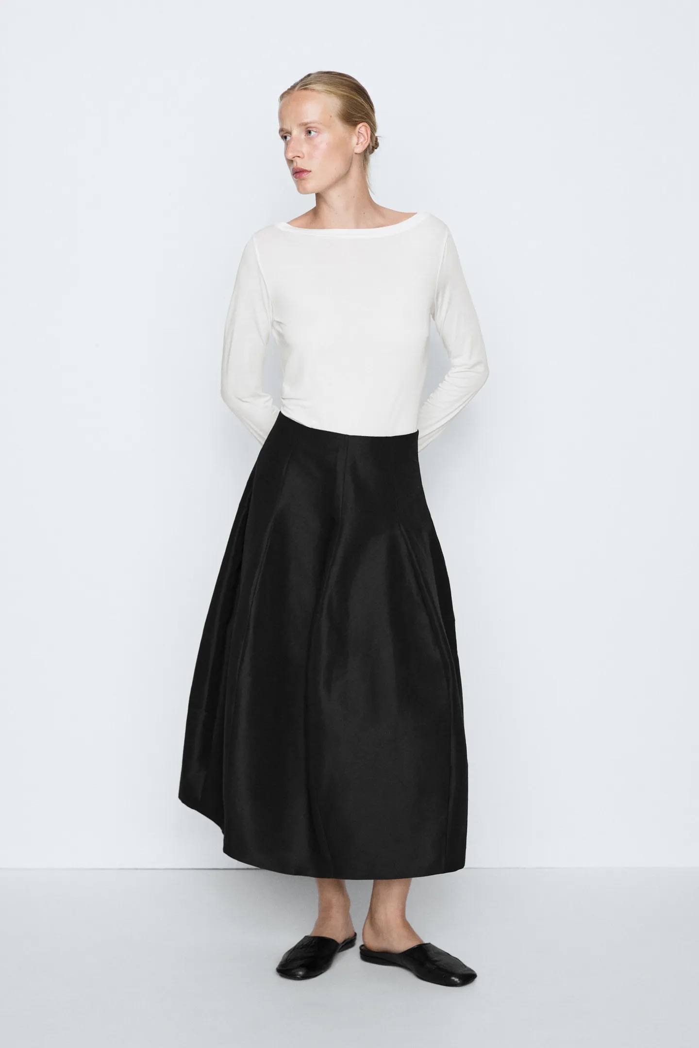 Massimo Dutti, Flowing Seamed Midi Skirt - Studio