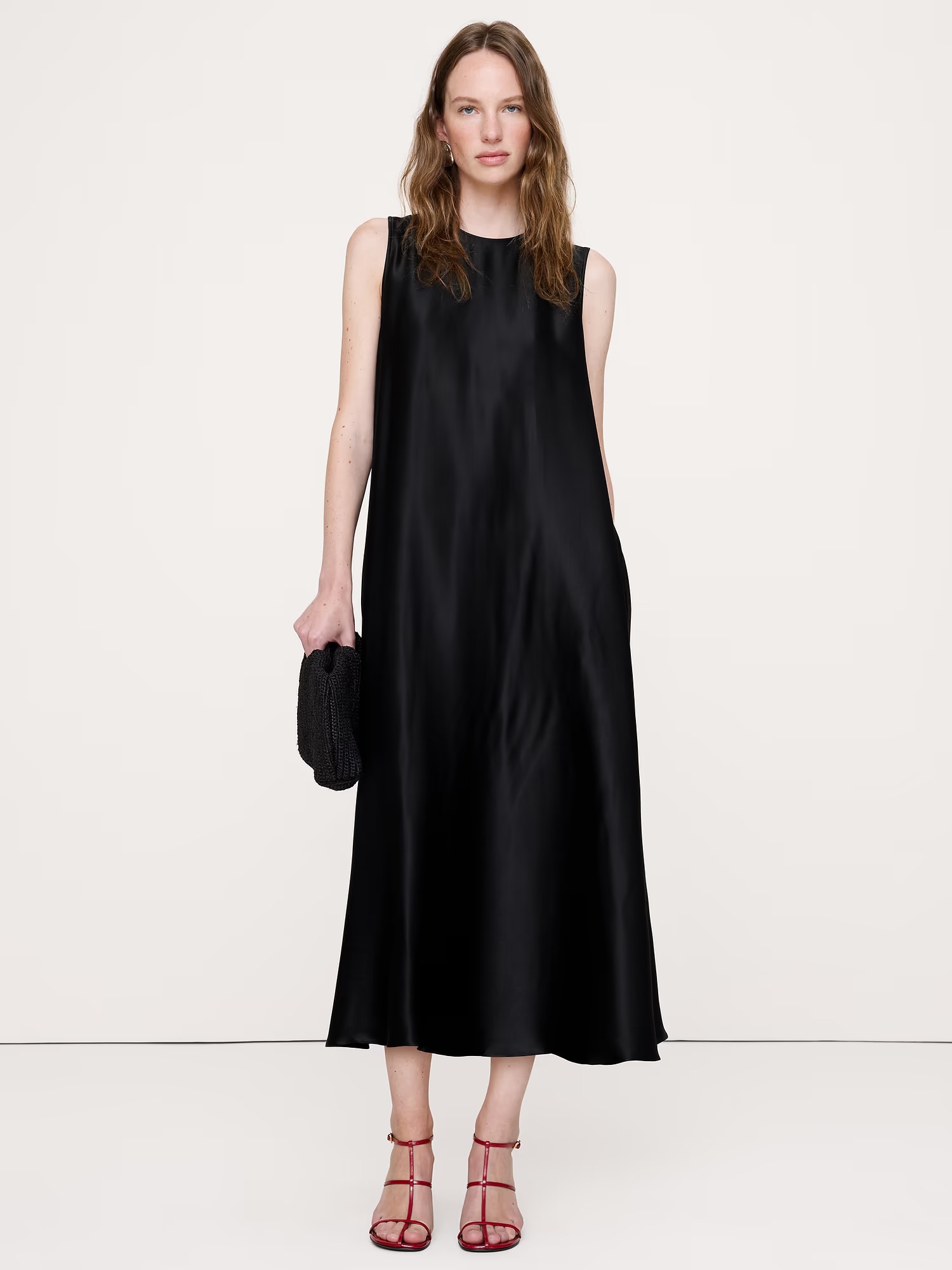 Banana Republic, Aurelia Italian Satin Sleeveless Trapeze Dress