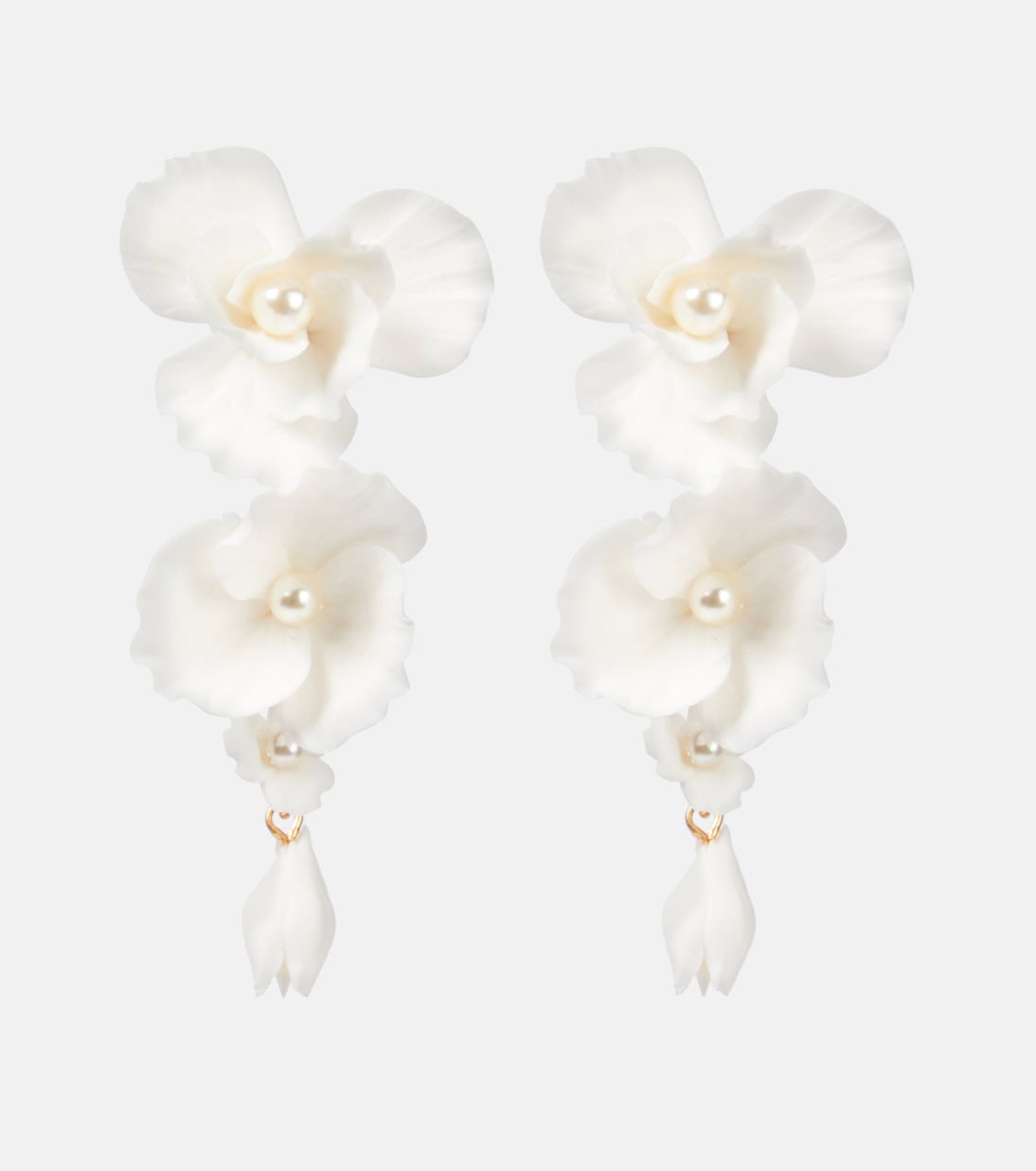 Mariam Floral Drop Earrings in White - Jennifer Behr