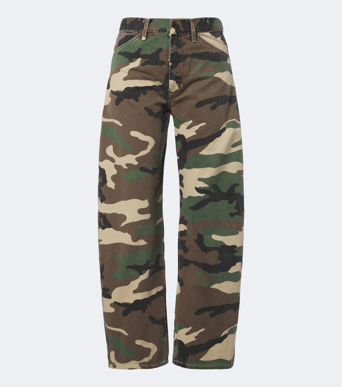 Tribeca Camouflage Barrel-Leg Jeans in Green - Nili Lotan