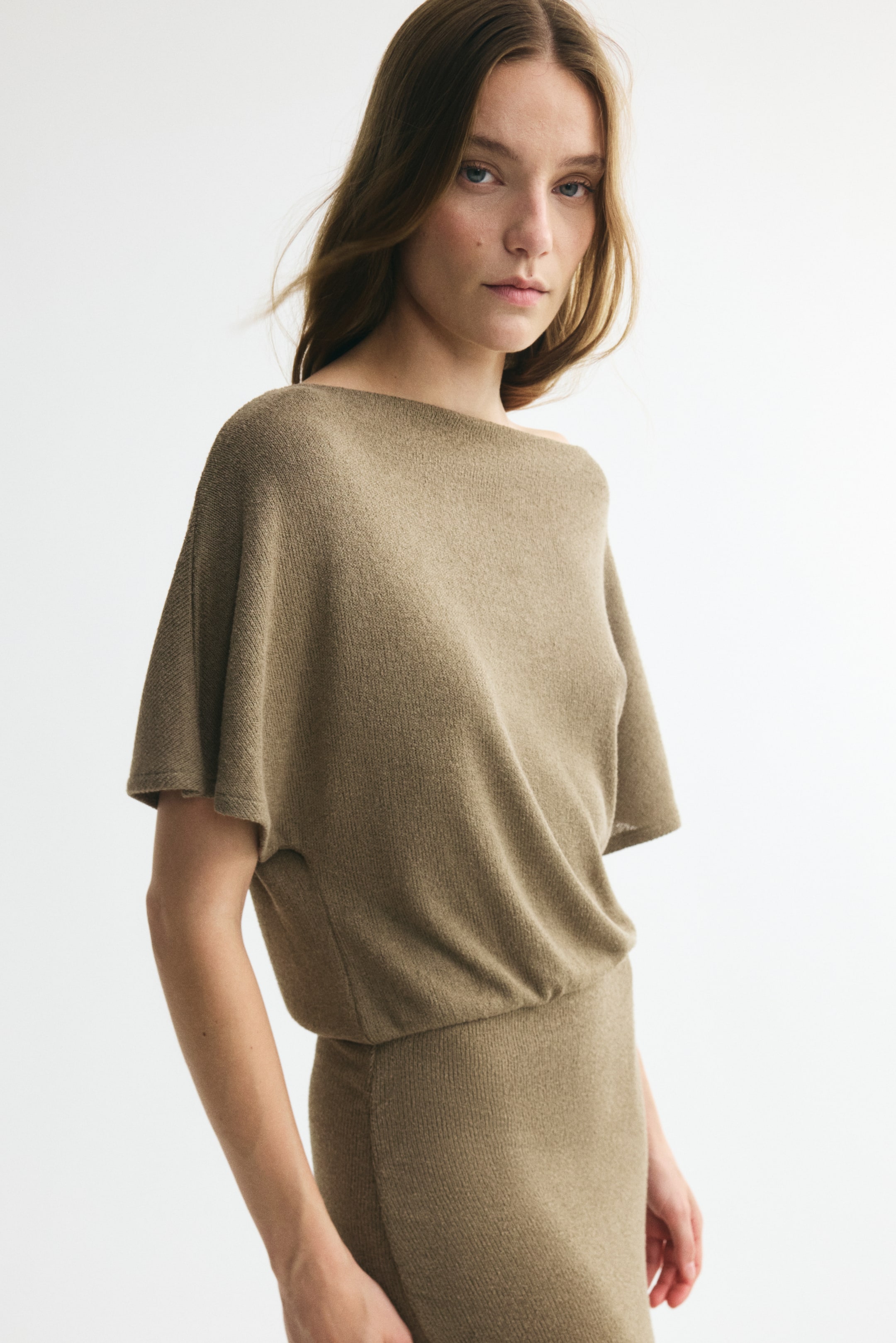 Boat-Neck Knitted Dress
