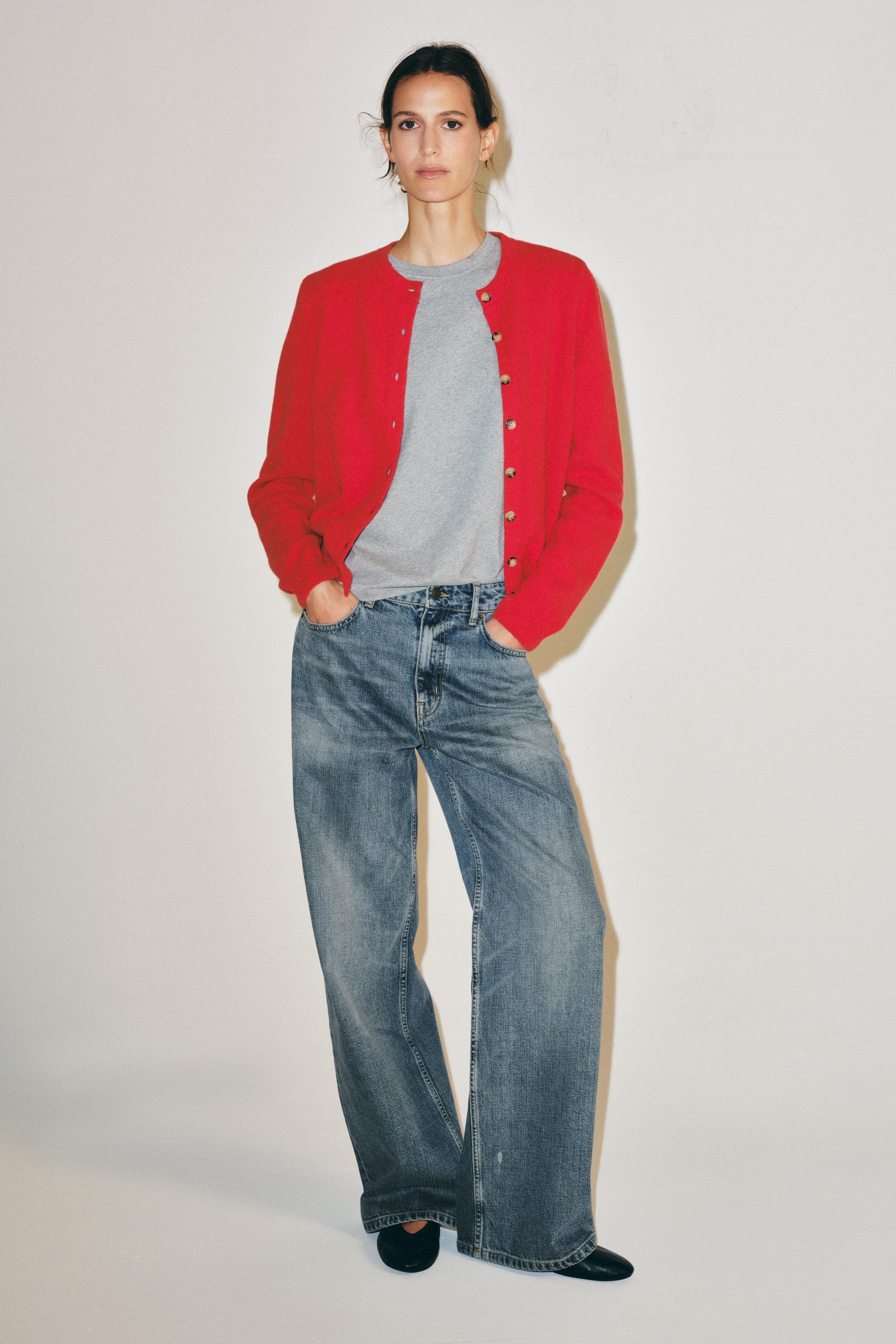 Cashmere Wool Buttoned Cardigan - Red / Coral - S