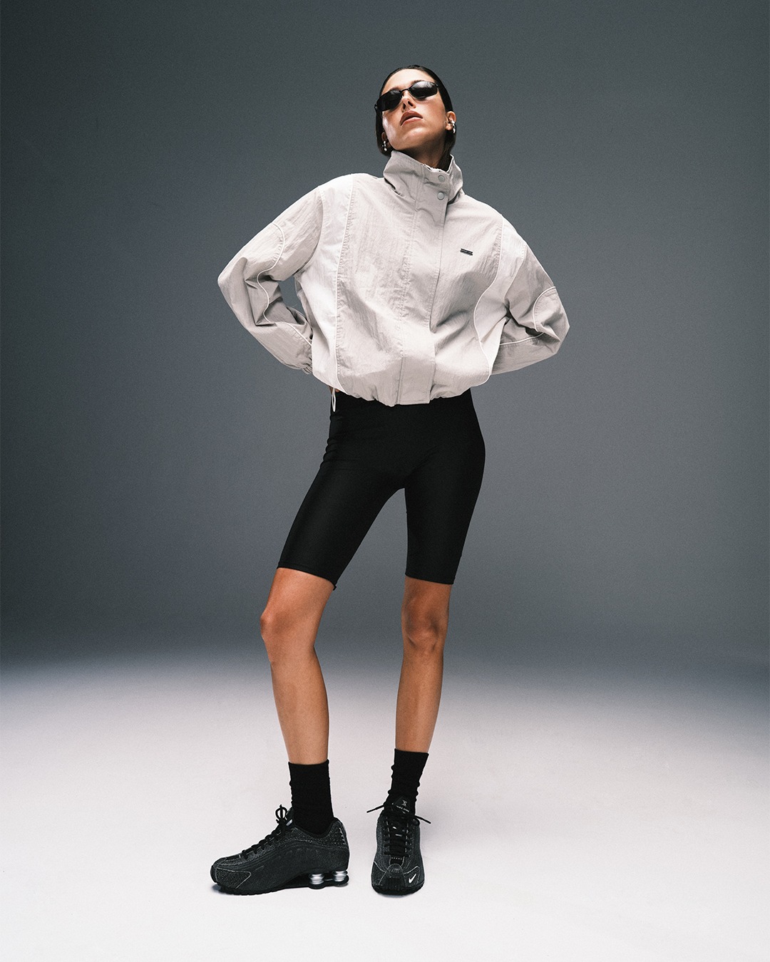 Model wearing P.E Nation clothing.
