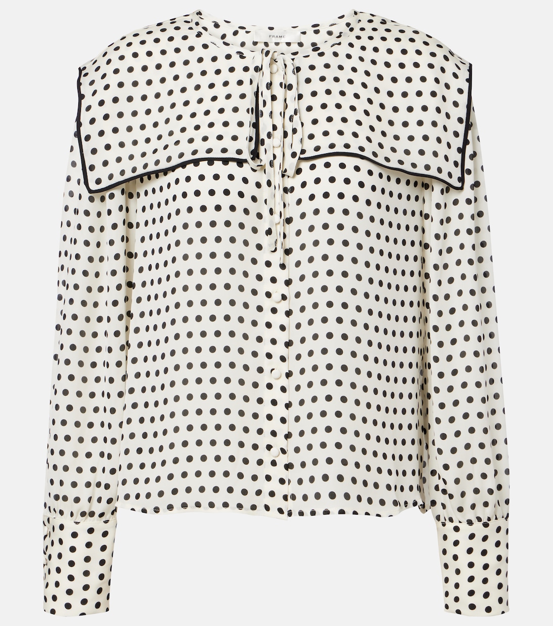 Fleet Polka-Dot Silk Blouse in White - Frame