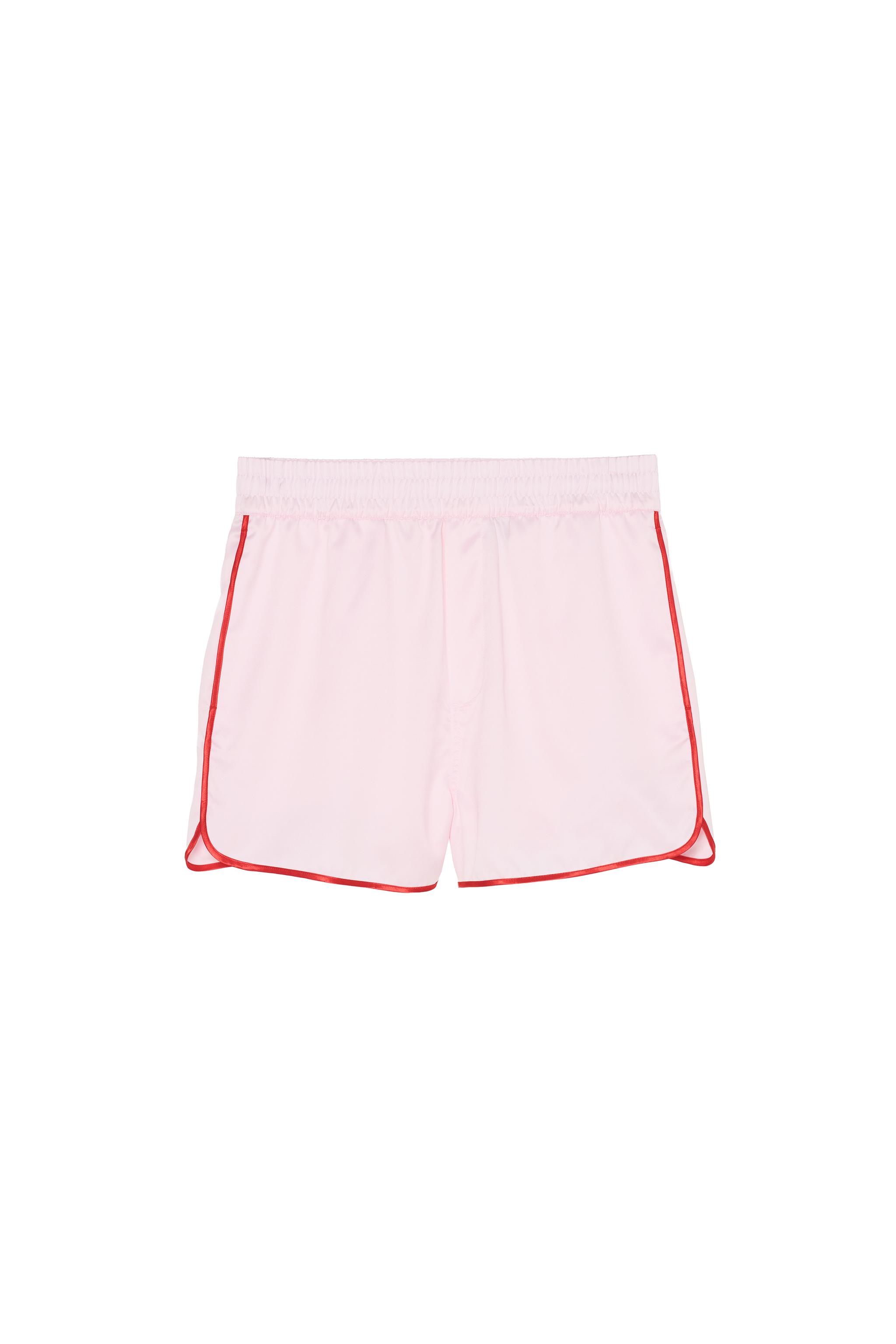 Contrasting Satin Shorts - Pink - Xs