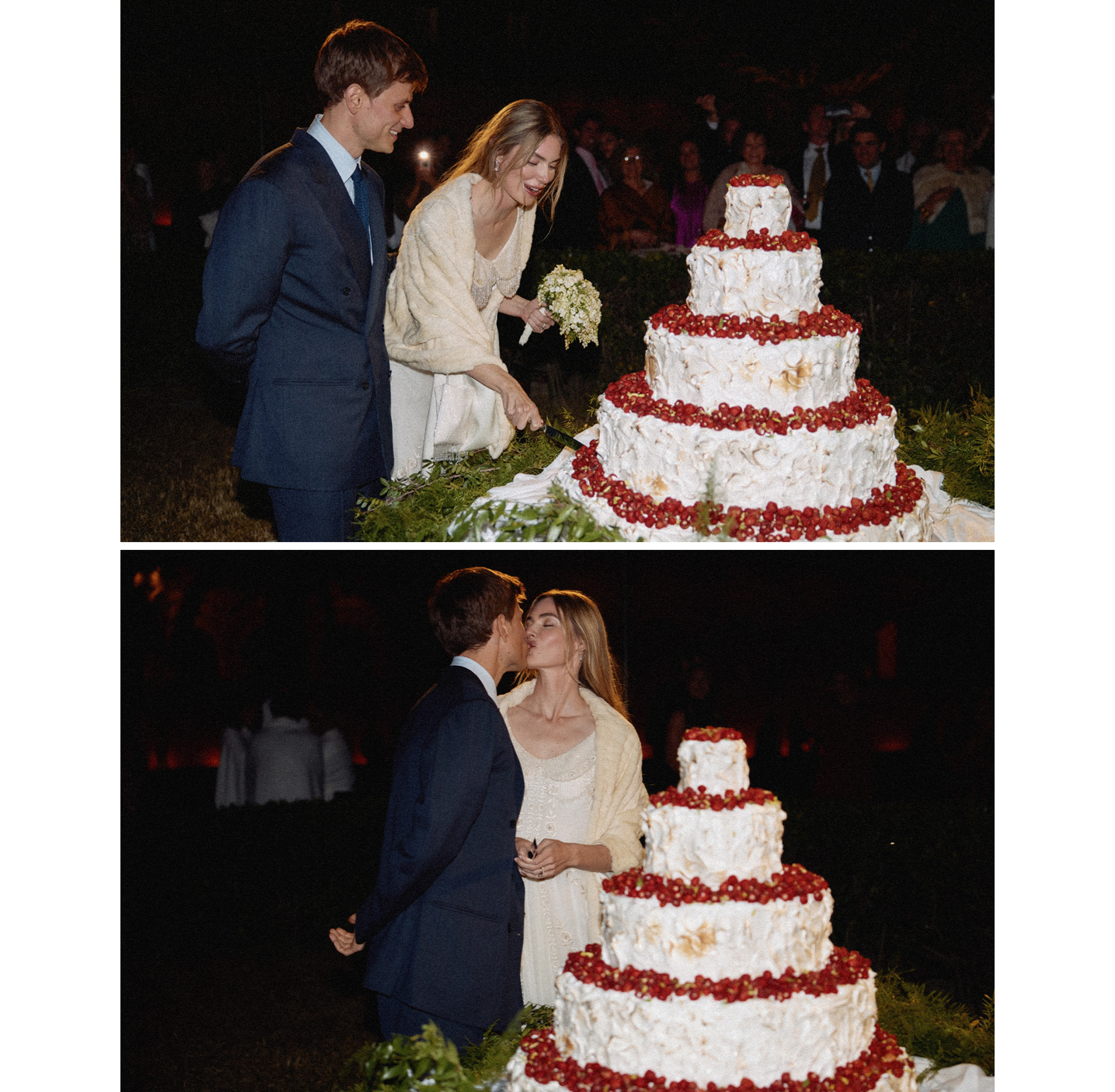 an image of georgie and charles cutting the cake.