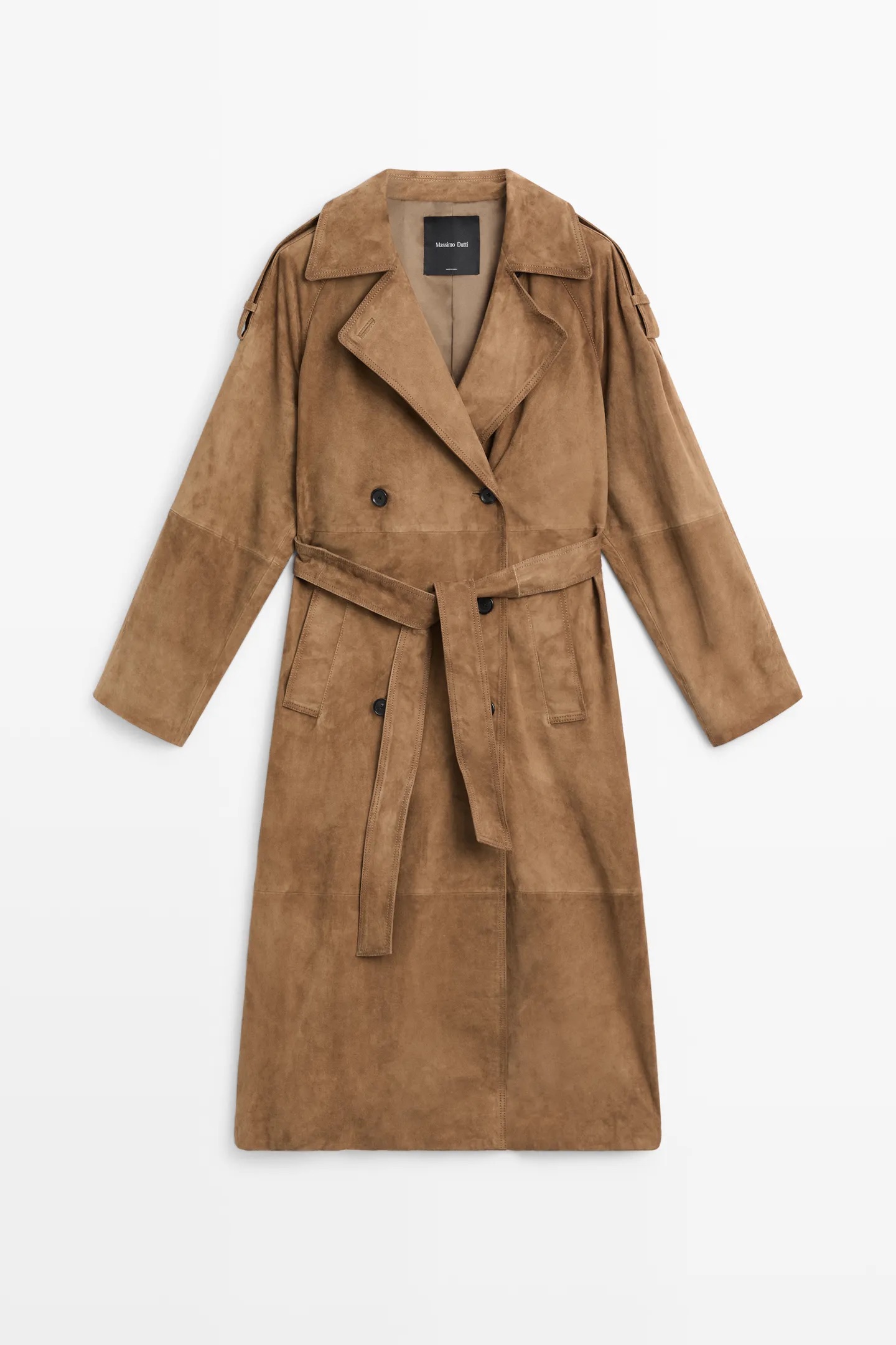 Massimo Dutti, Long Suede Leather Trench Coat