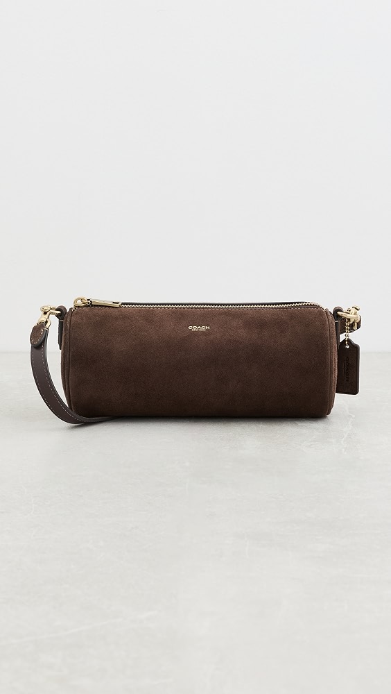 Suede Barrel Bag - Dark Chocolate