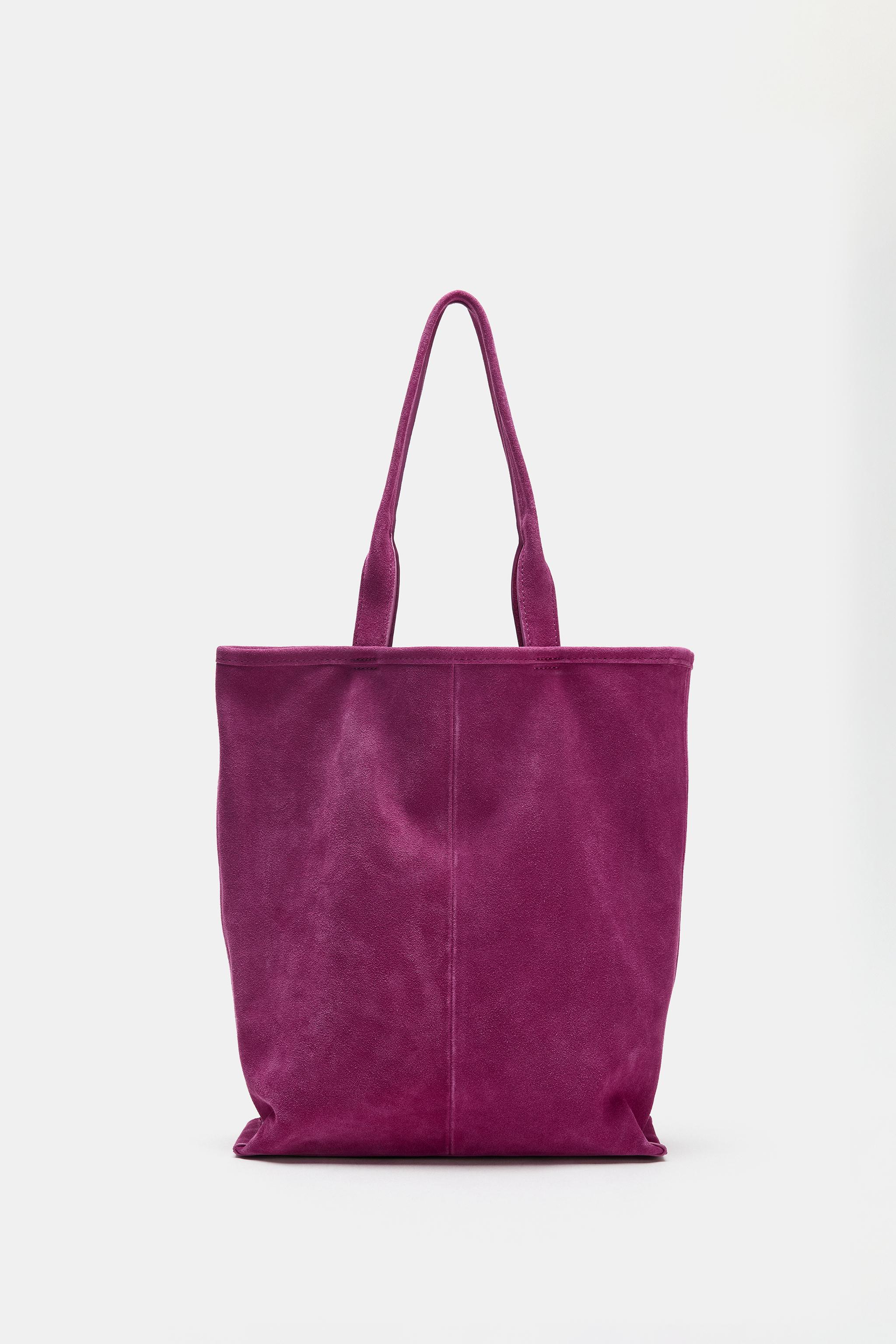 Leather Shopper Bag - Purple - One Size Only