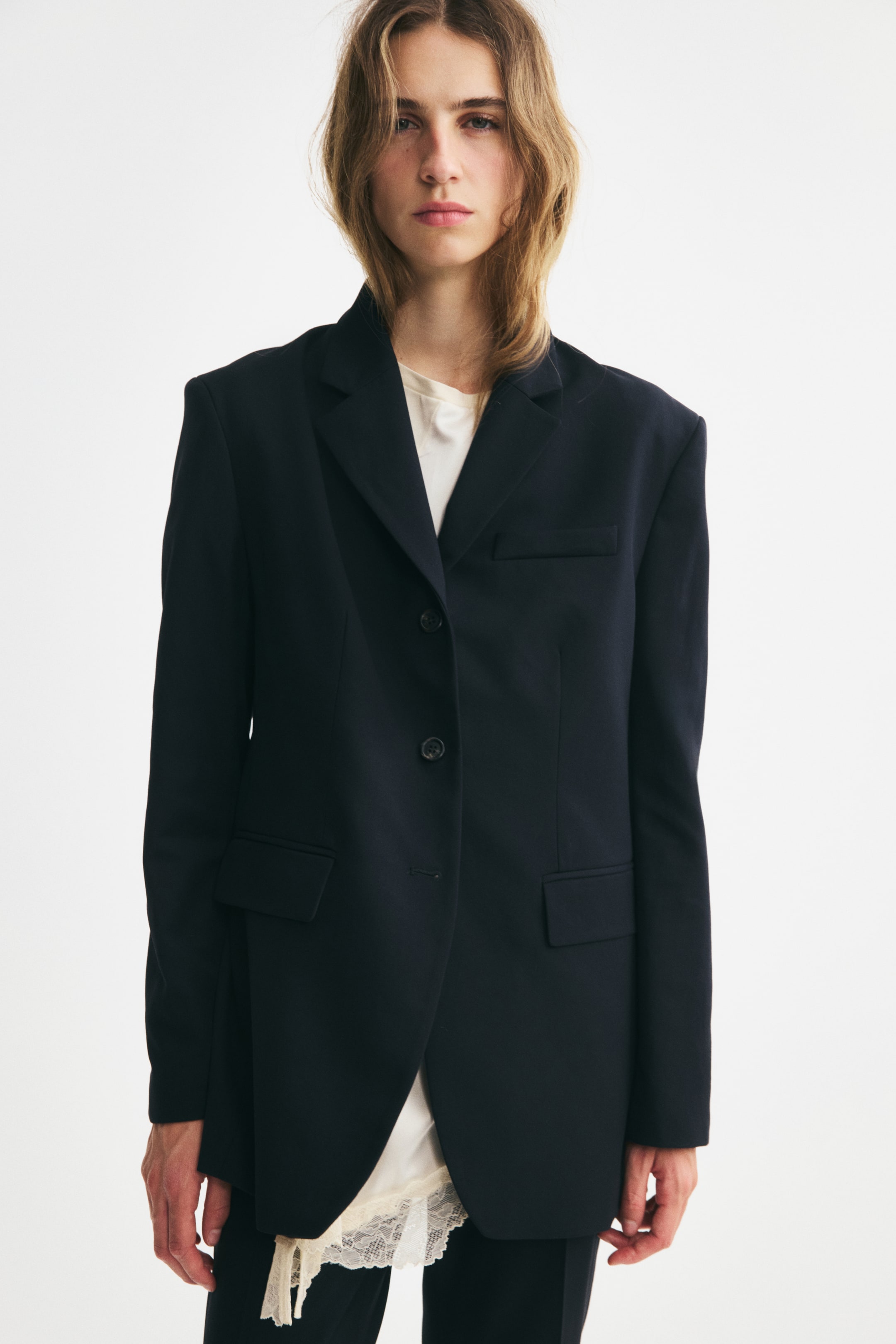 Single-Breasted Twill Blazer