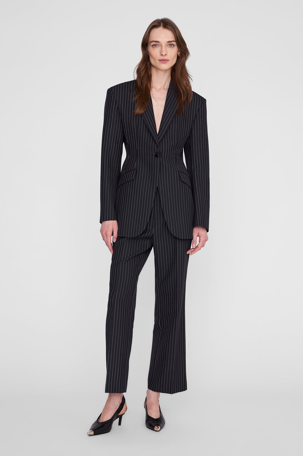 Elga Blazer - Black and White Pinstripe