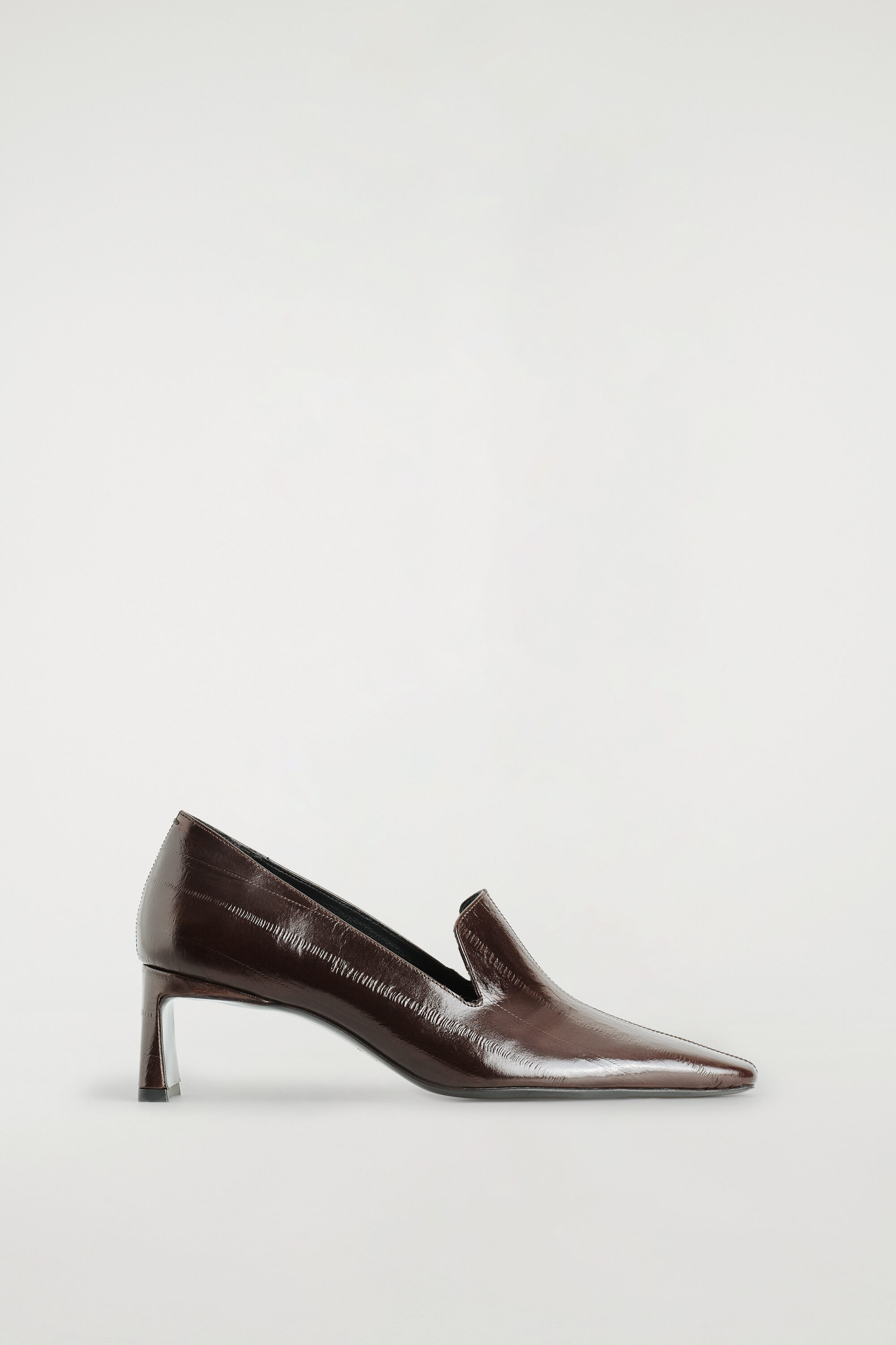 Angular Leather Heeled Loafers