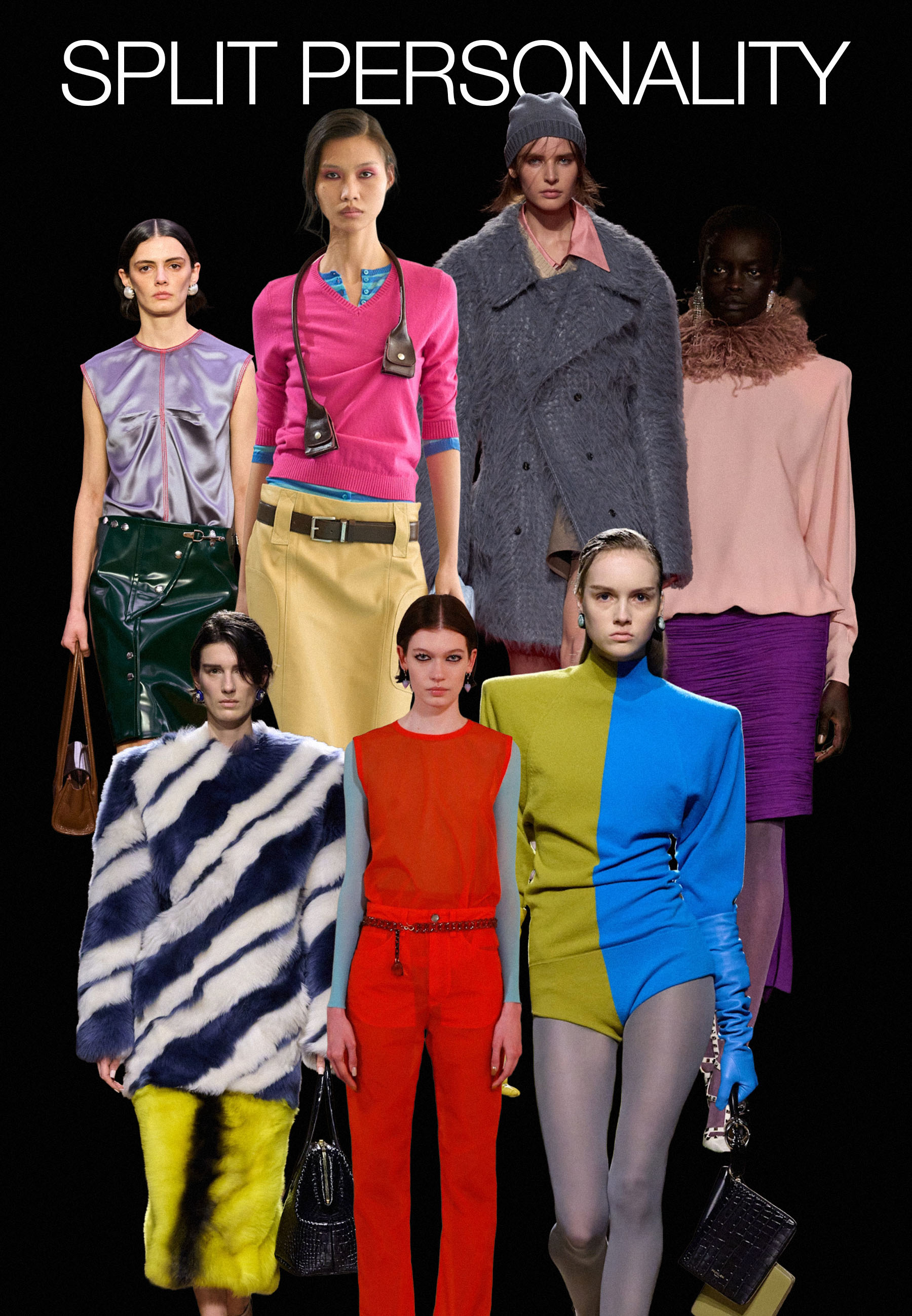 Collage of models on the autumn/winter 2026 runways