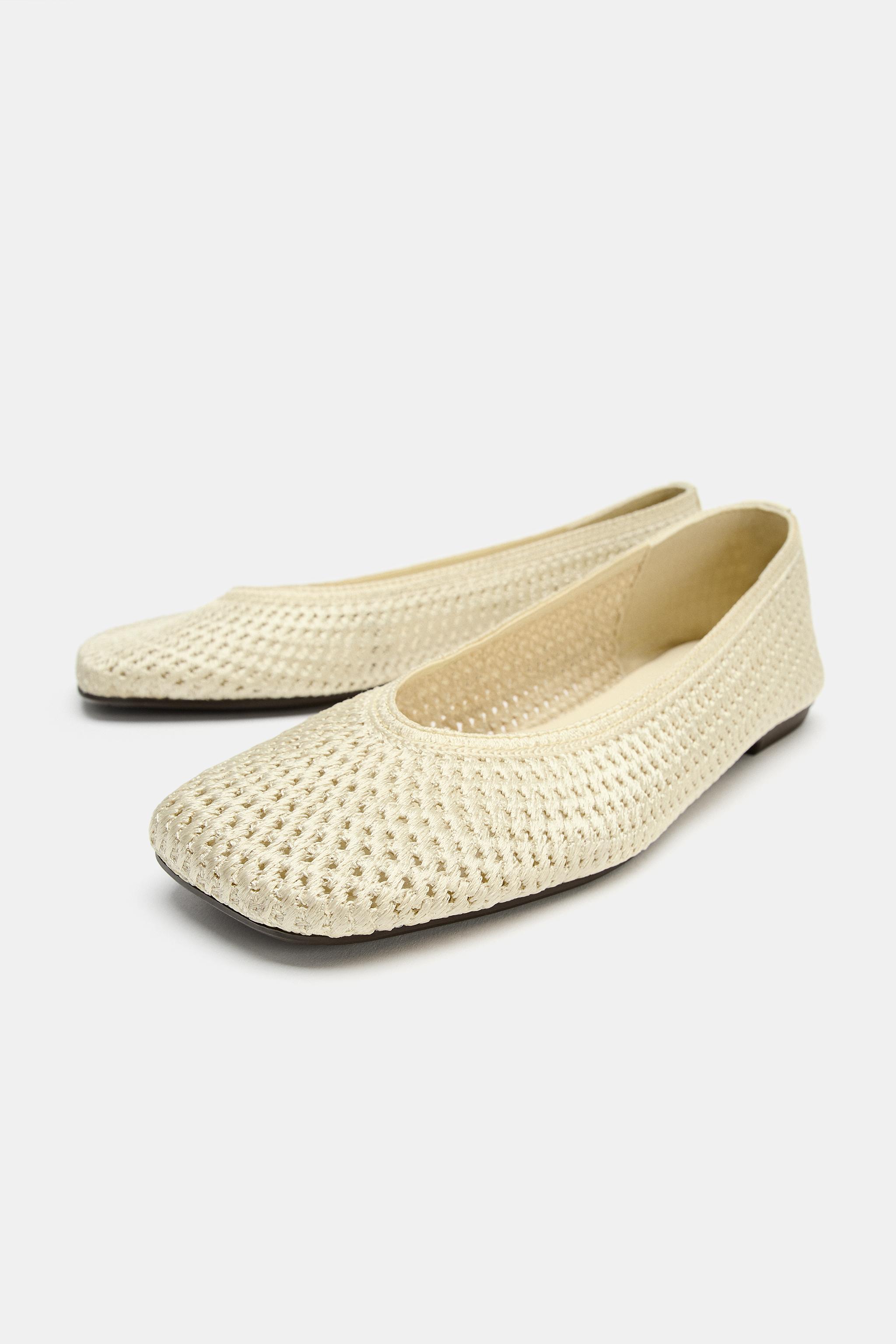 Braided Effect Ballet Flats - Light Yellow - 5