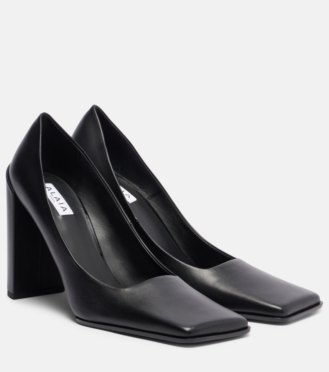 Square Leather Pumps in Black - Alaia