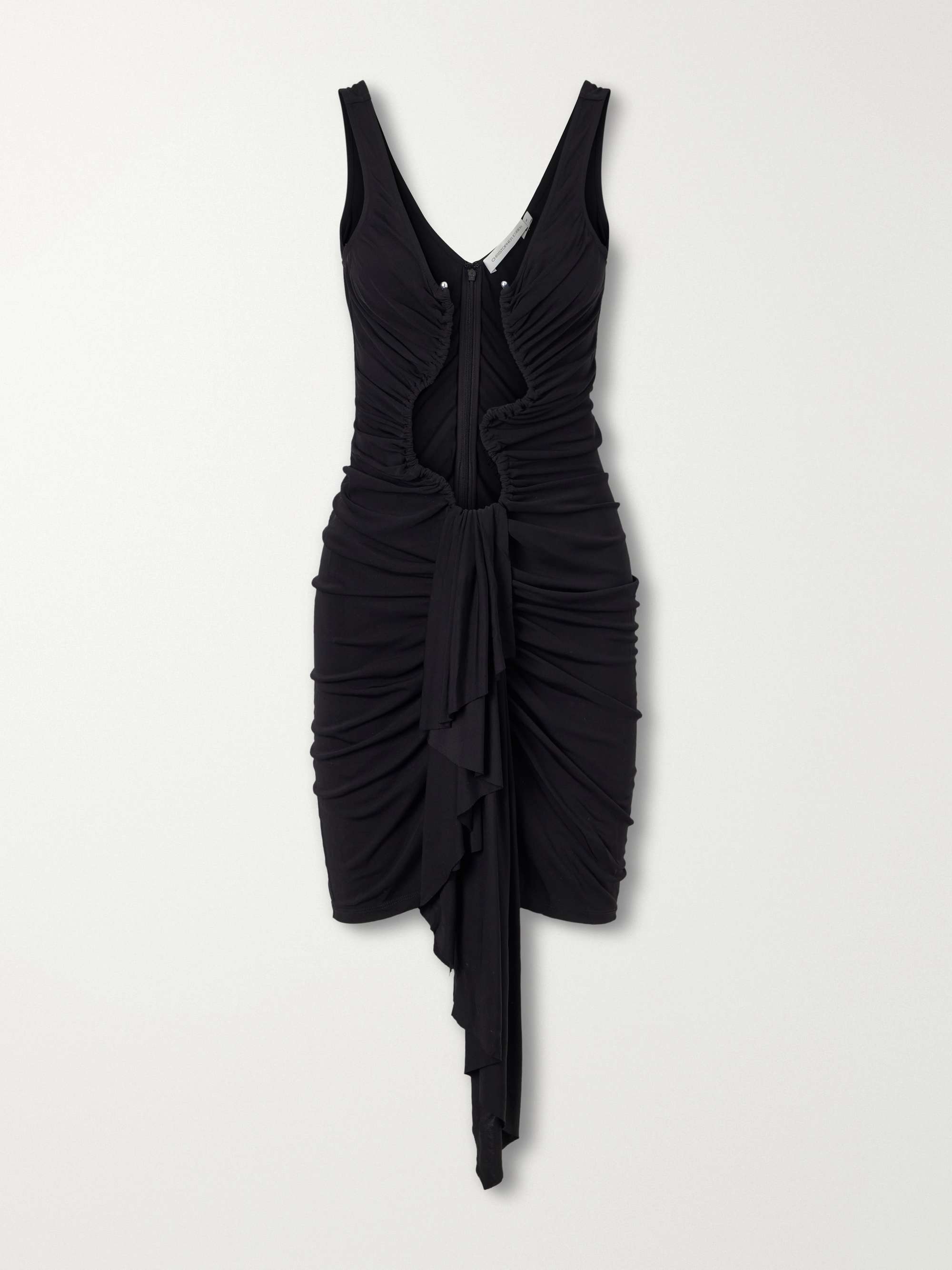 Salacia Embellished Draped Jersey Mini Dress