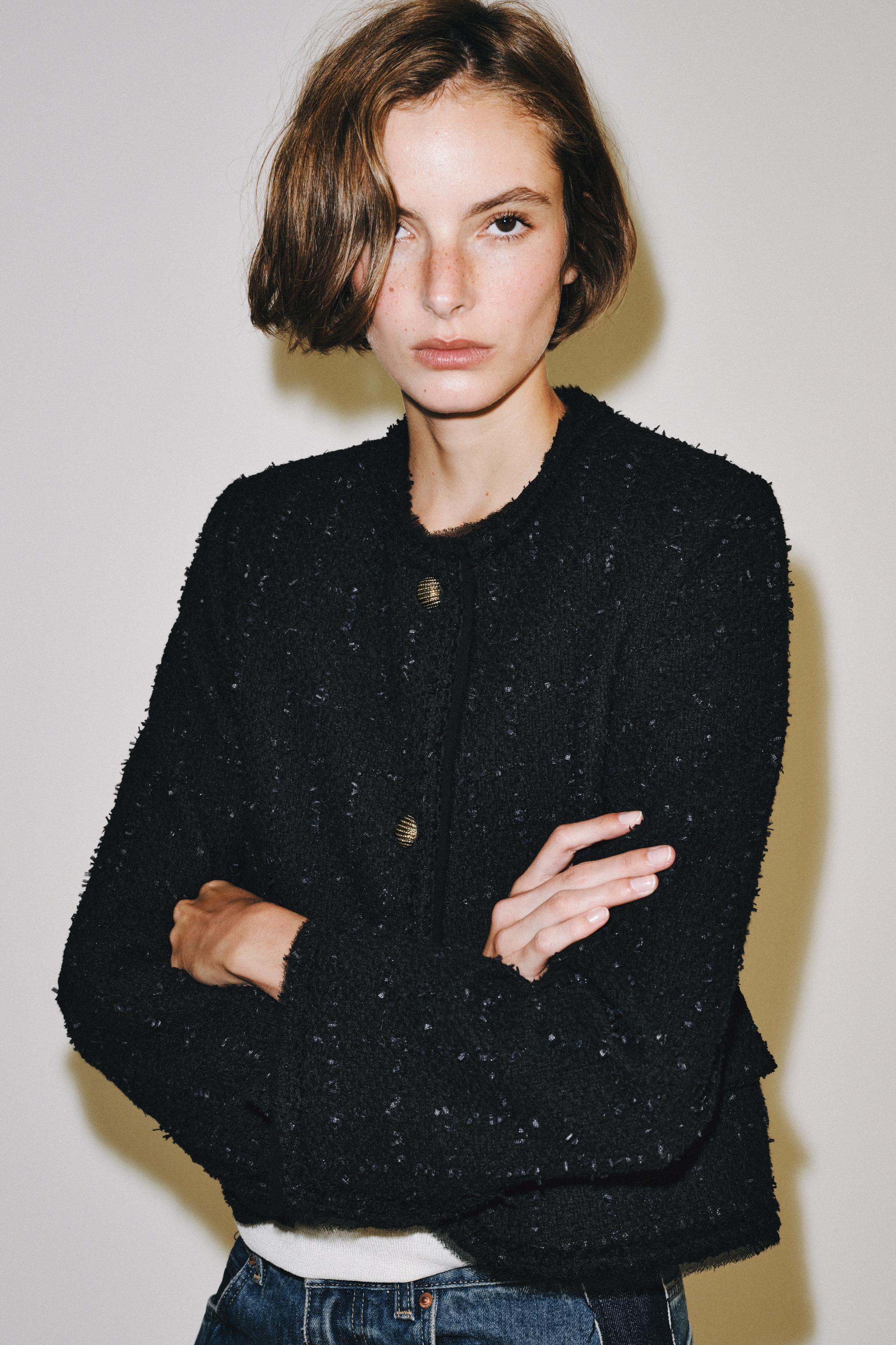 Zw Collection Button Jacket - Black - Xs