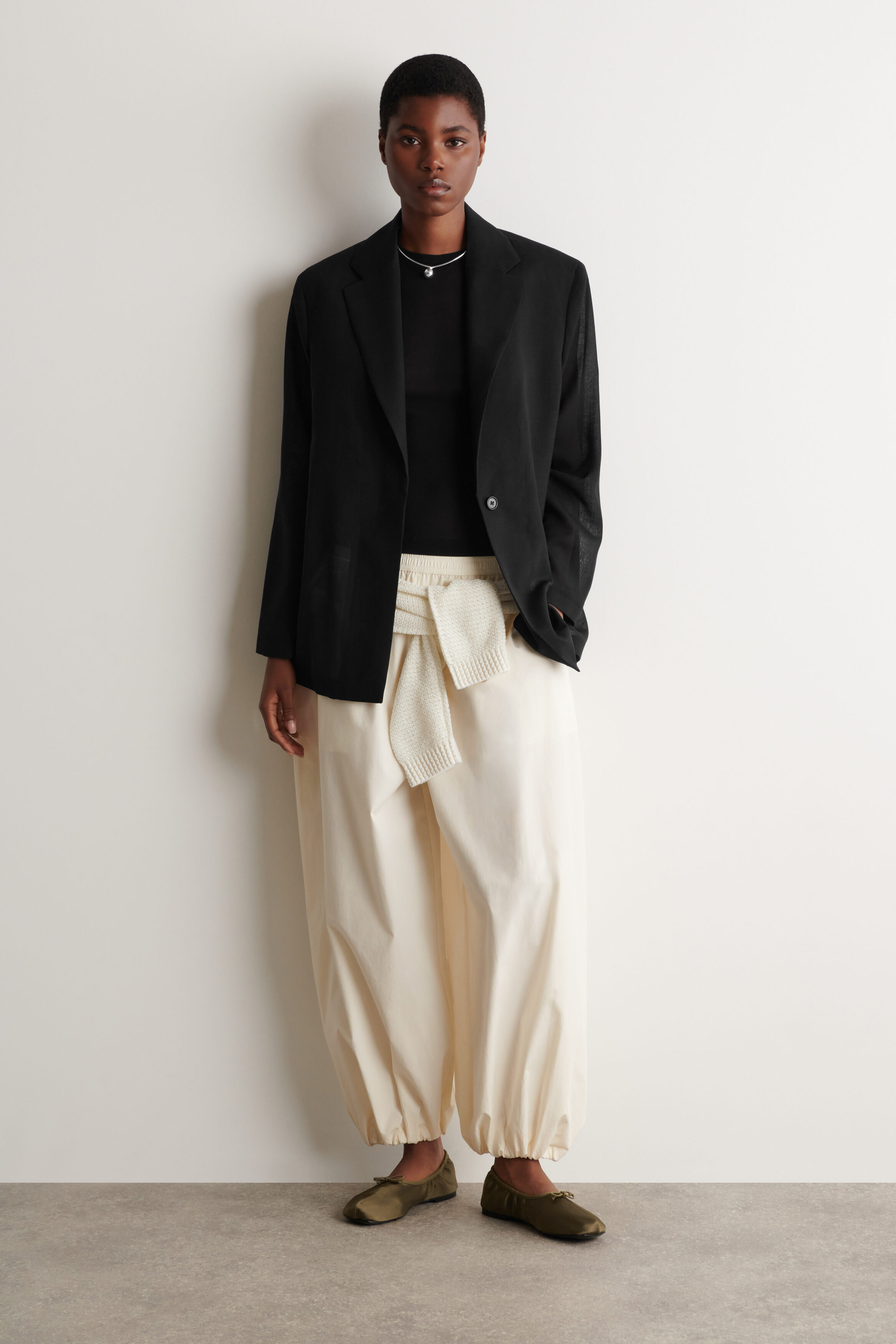 Fluid Cotton Balloon Trousers