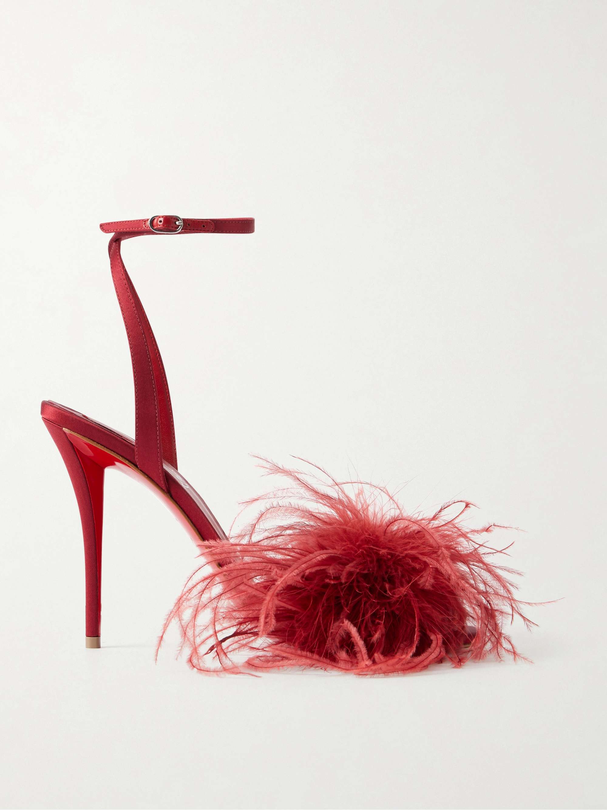 Miss Z Poupi 100 Feather-Embellished Satin Sandals