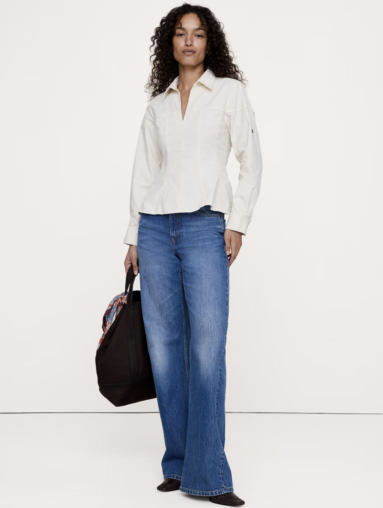 Banana Republic, Stretch-Cotton Pleated-Waist Top
