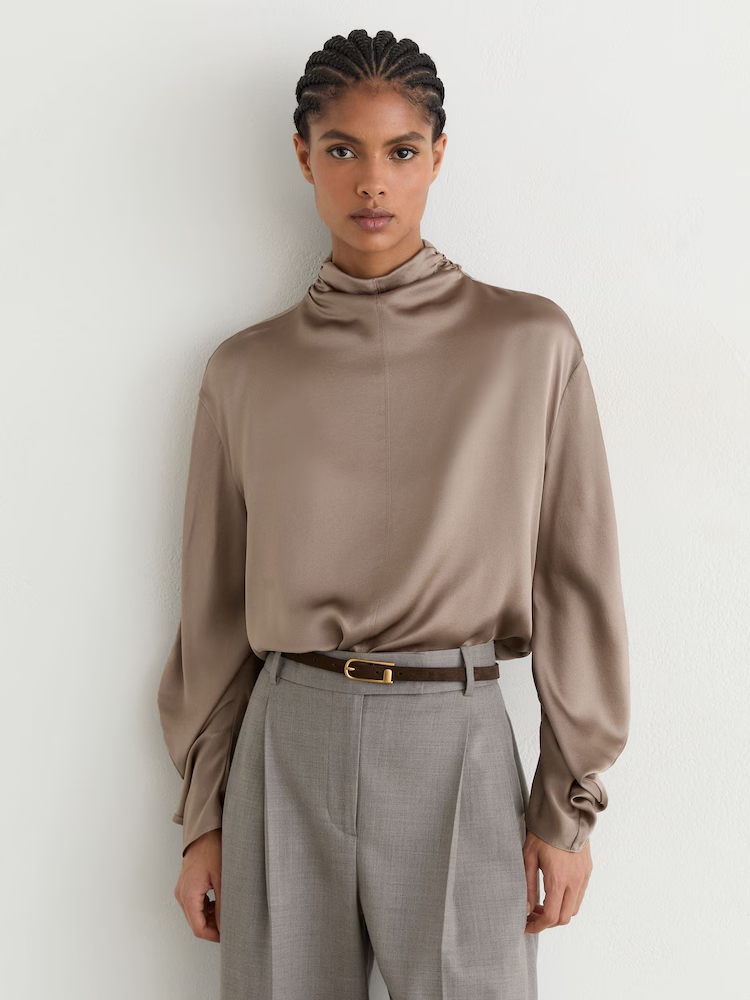 Reiss, Silk High-Neck Blouse