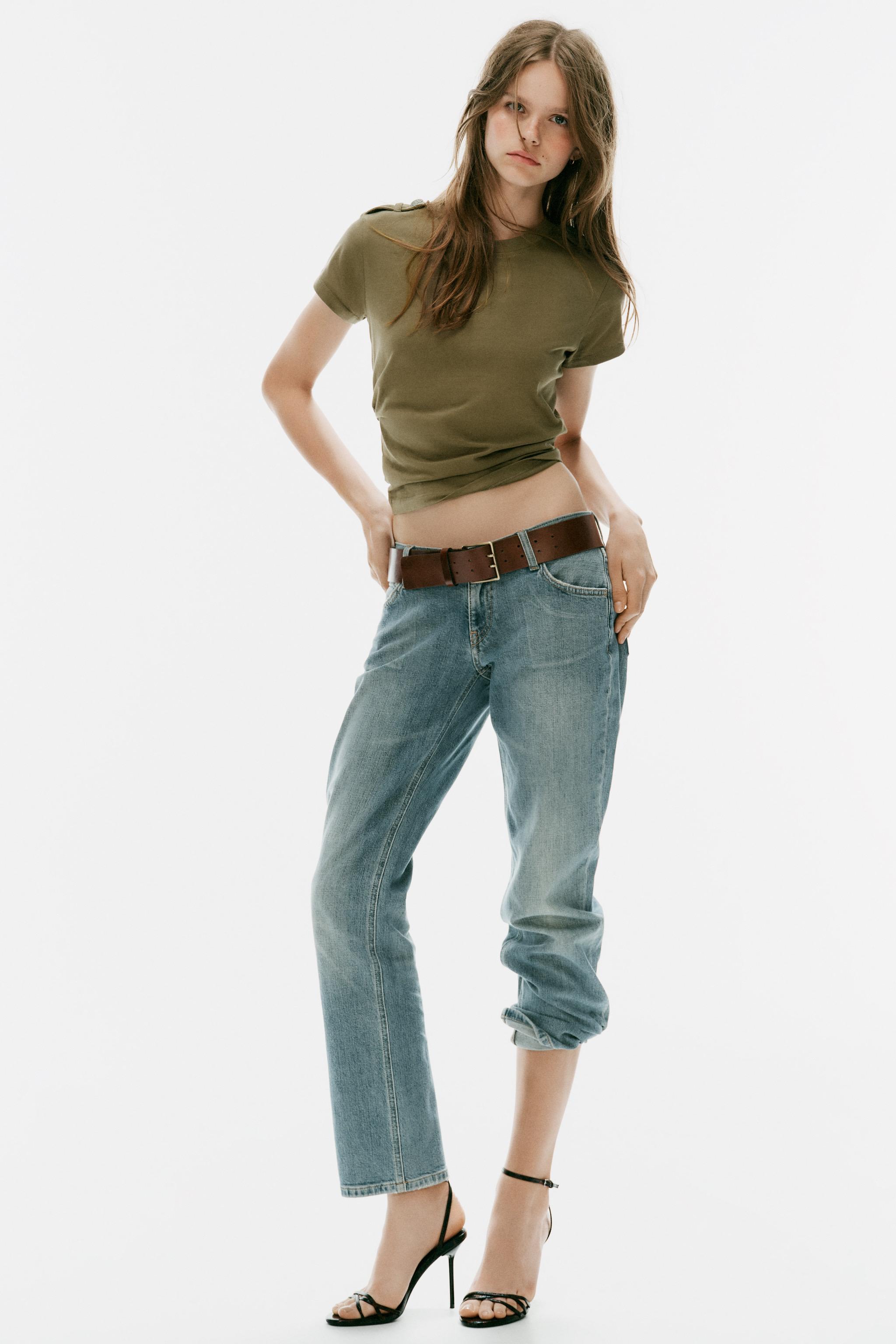 Button Tab T-Shirt - Khaki - S