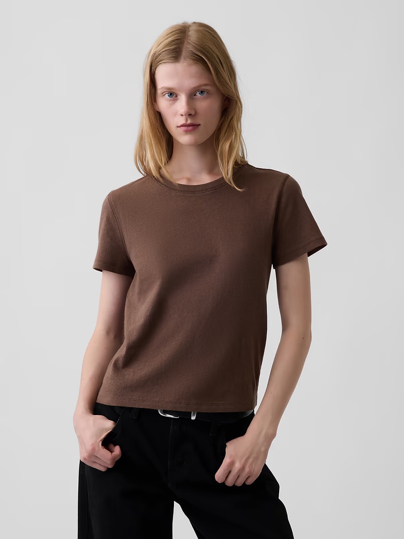 Gap, 100% Cotton Authentic Shrunken T-Shirt in Cool Brown