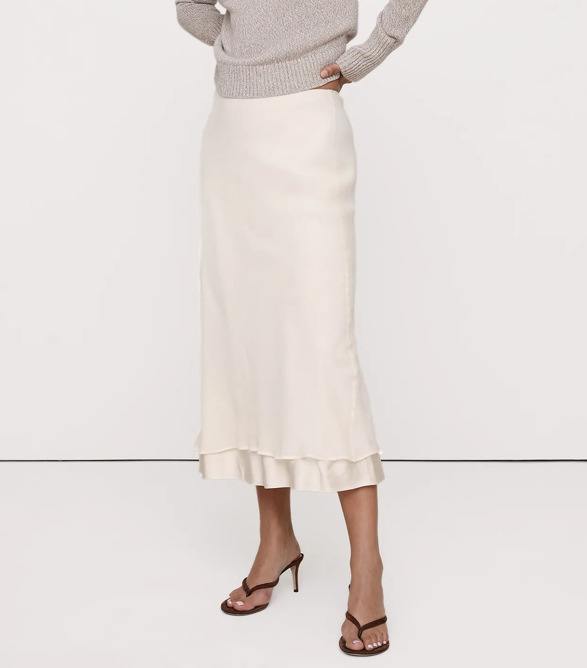 Banana Republic, Layered Georgette-Satin Maxi Skirt