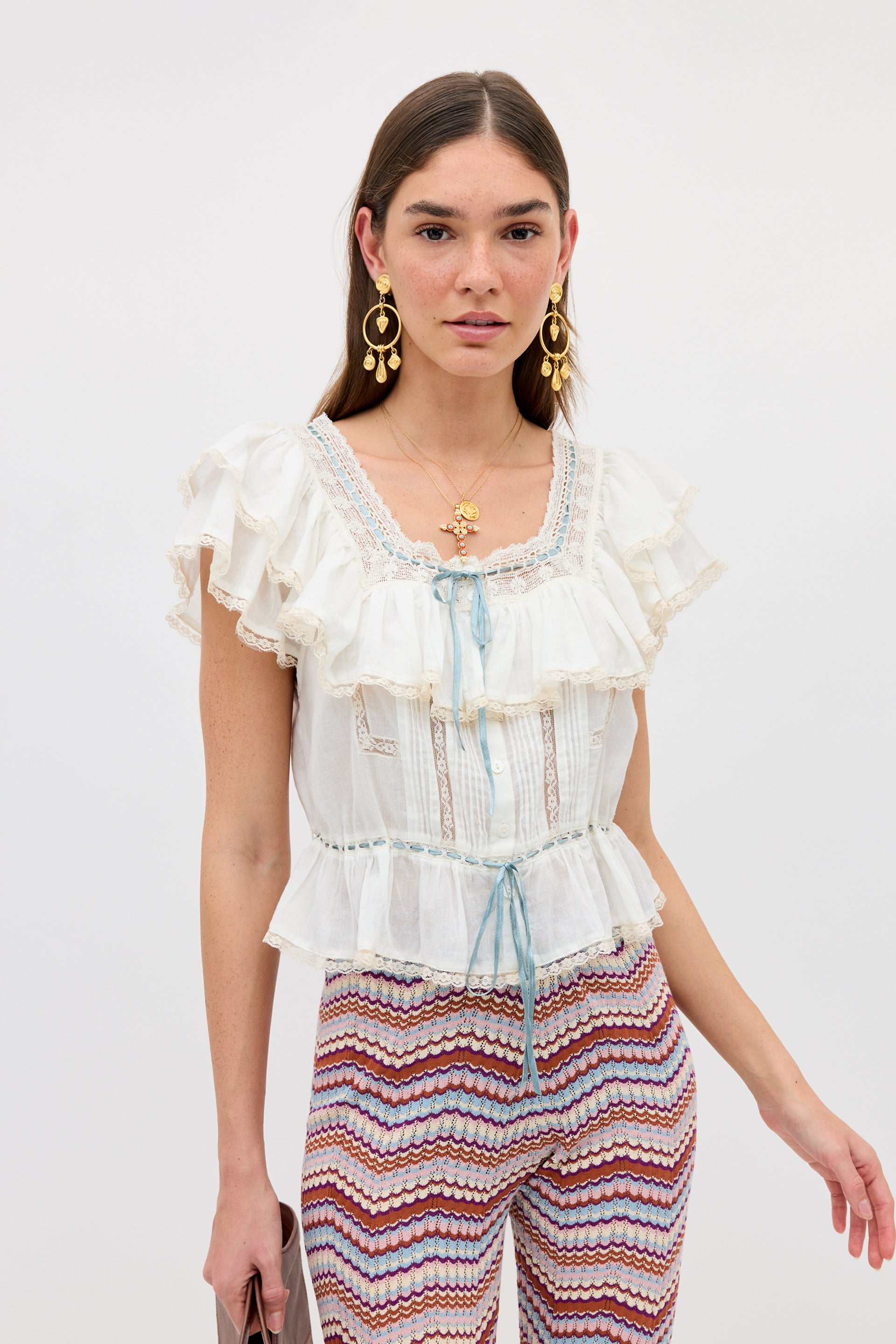 Melisa Cotton Blouse in White Ivory