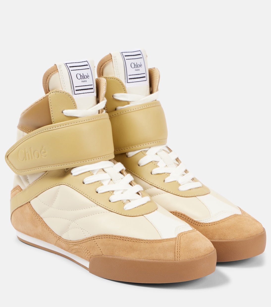 Chlo&eacute; Kick High-Top Leather Sneakers in Multicoloured - Chloe