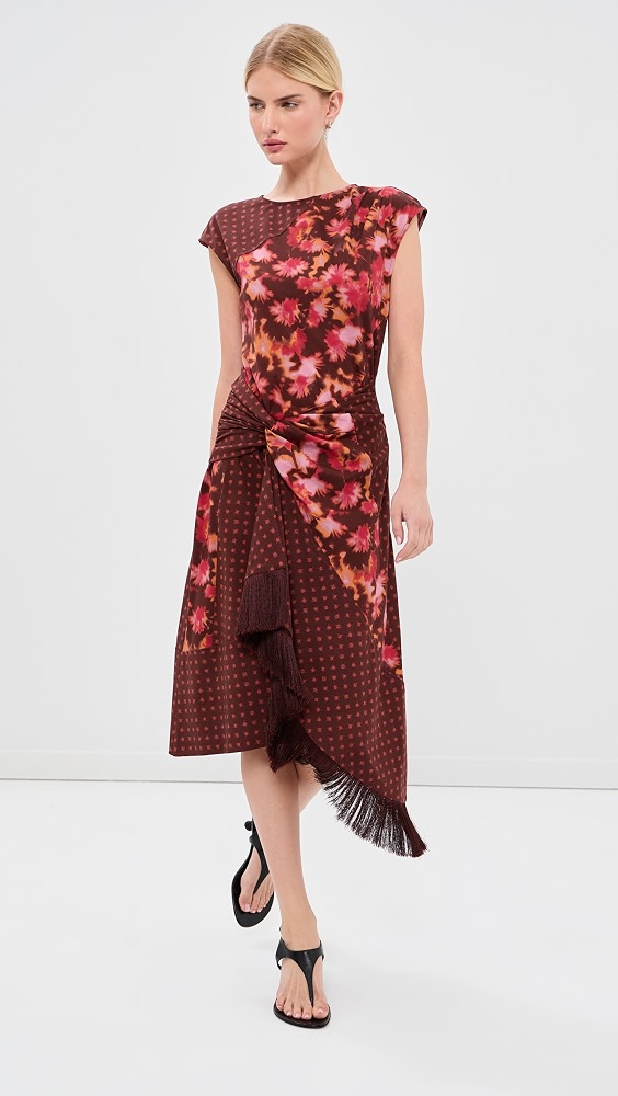 Desert Flower Twist Dress - Rust Multi