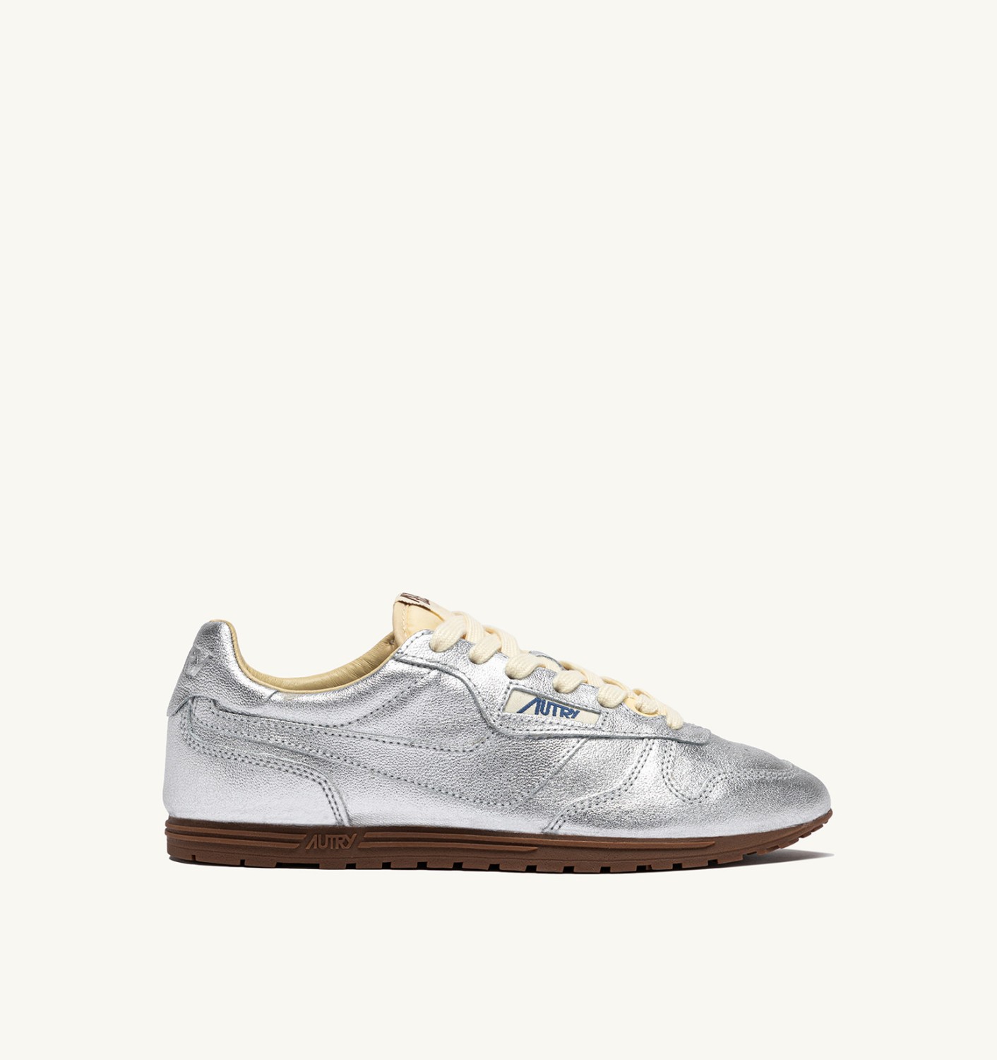 Windspin Sneakers in Silver Tone Laminated Leather