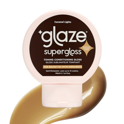 Glaze Supergloss Color Conditioning Gloss &ndash; Hydrating Semi-Permanent Colour Hair Gloss & Shine Boost &ndash; Colour Depositing Mask - Vegan, Cruelty-Free &ndash; 190ml - Caramel Lights - Warm Caramel Toner