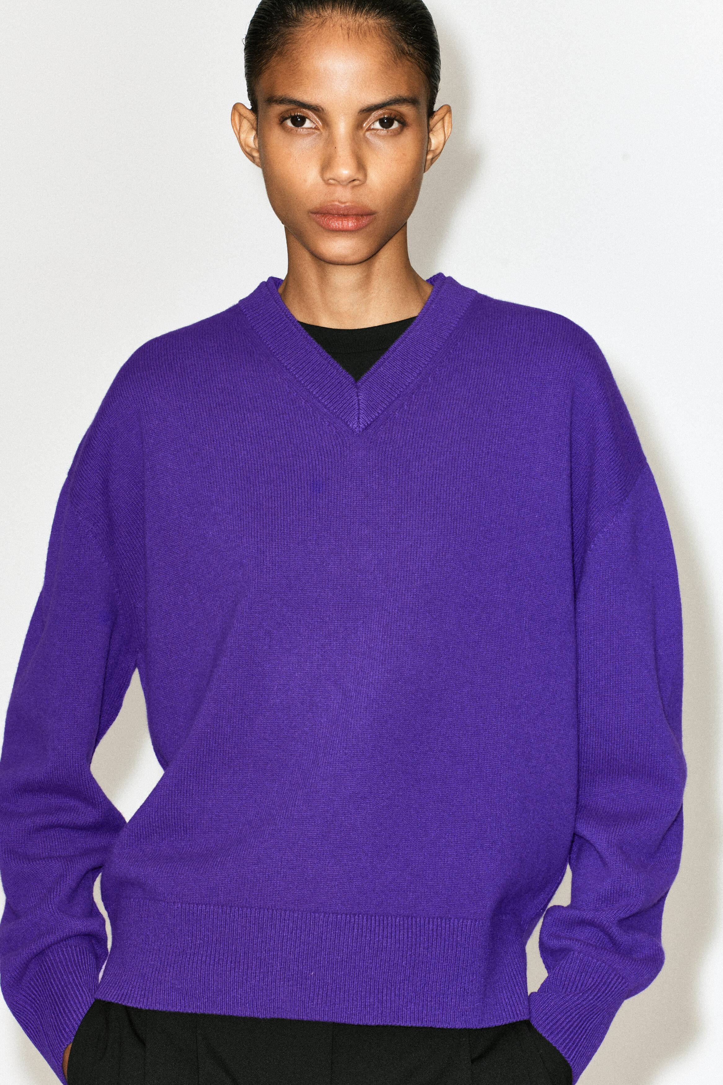 Merino Wool Layered V-Neck Sweater