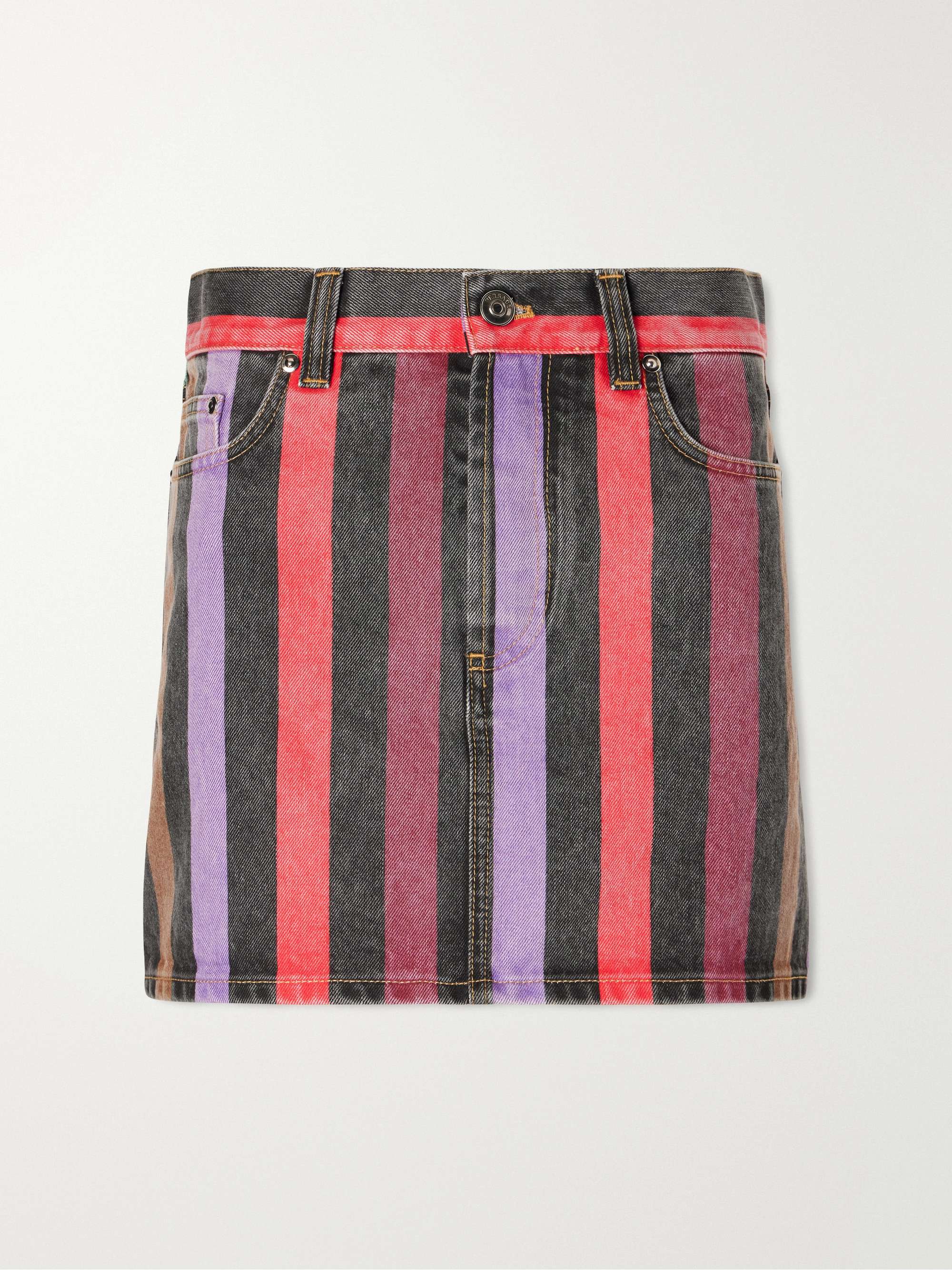 Striped Denim Mini Skirt