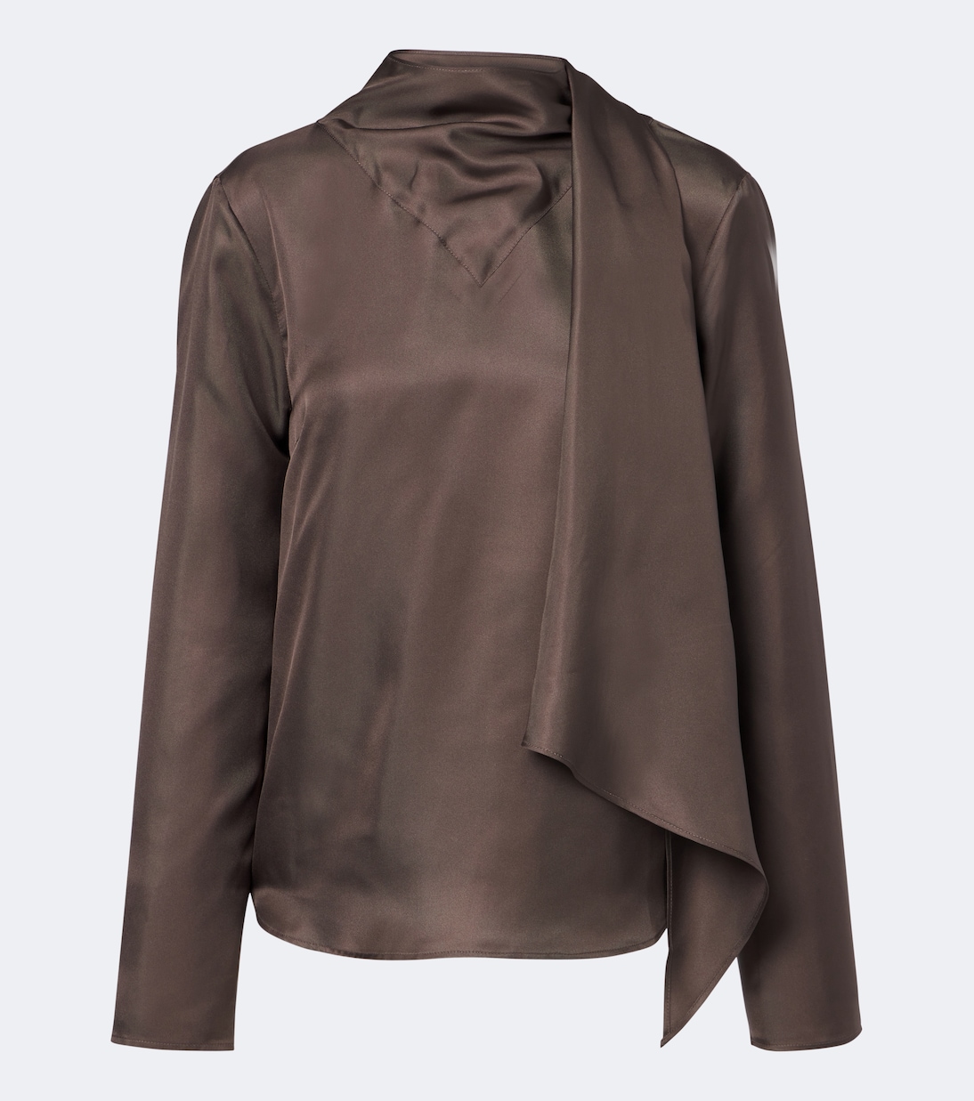 Gala Scarf-Detail Silk Blouse in Brown - Loulou De Saison