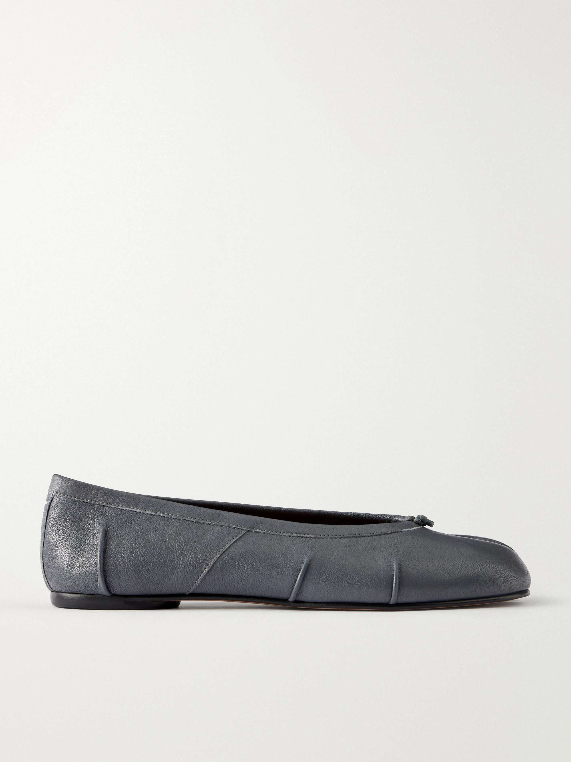 Tabi Split-Toe Textured-Leather Ballet Flats