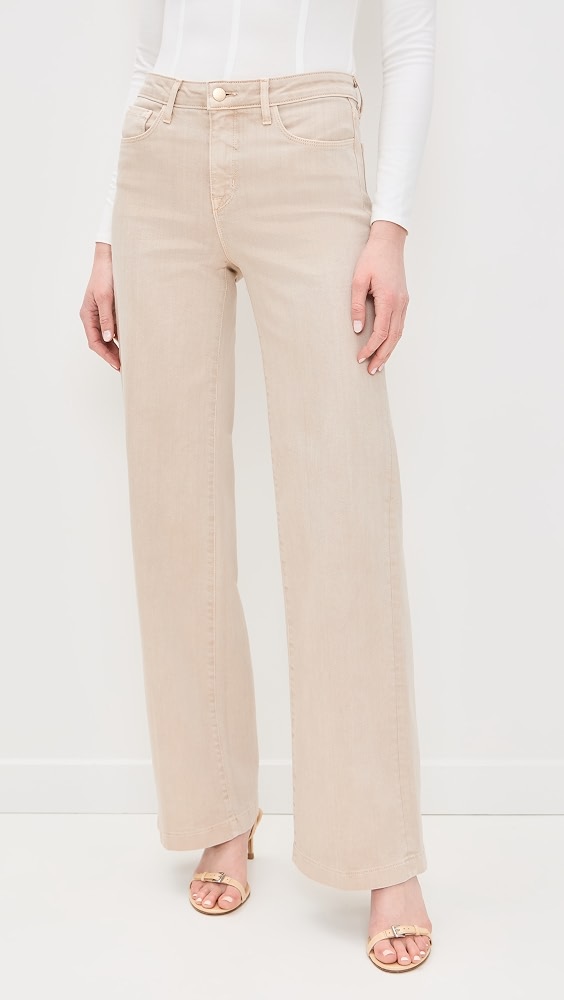 Clayton High Rise Wide Leg Jeans - Biscuit
