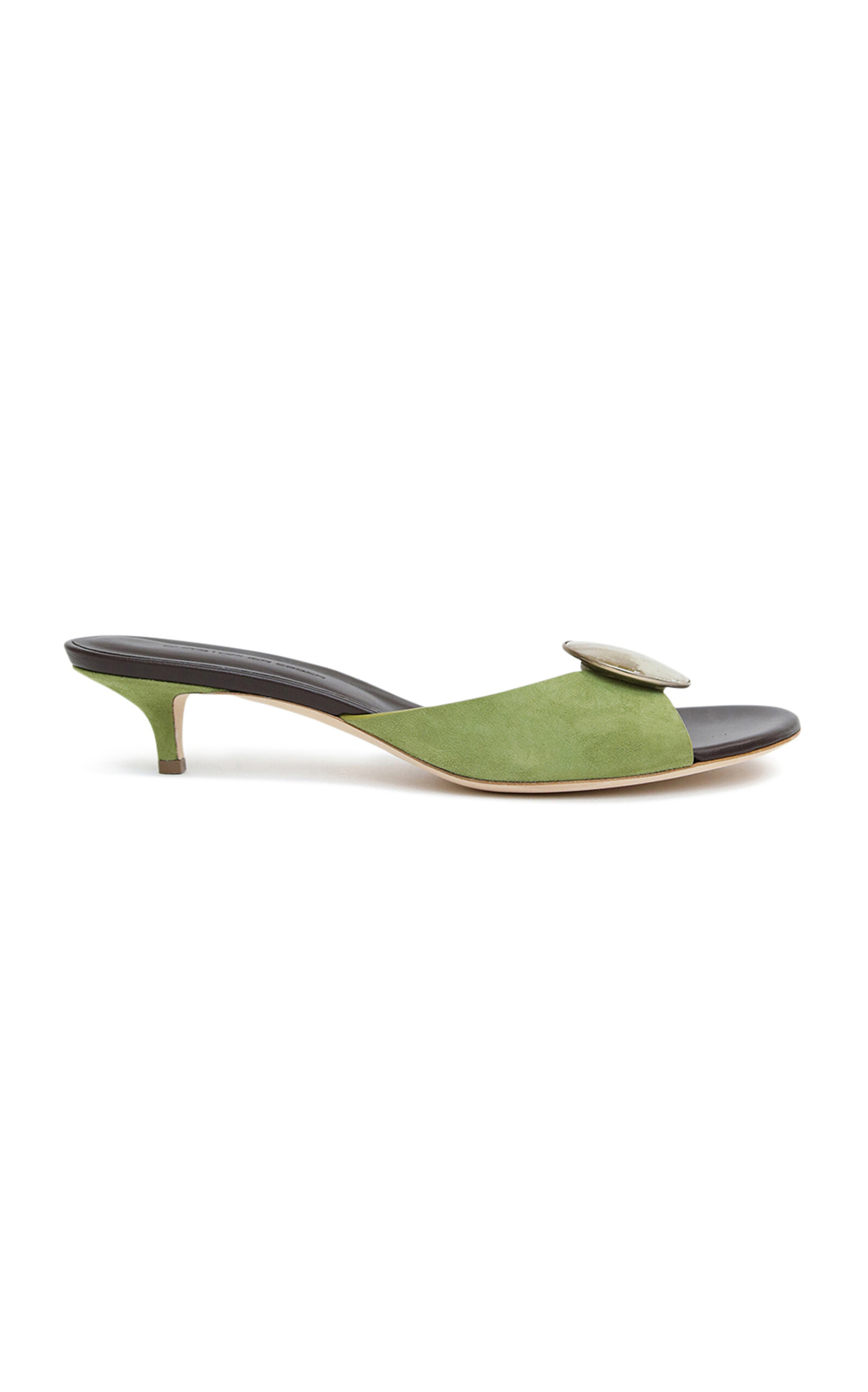 Aura Quartz Suede Kitten Heel Mules