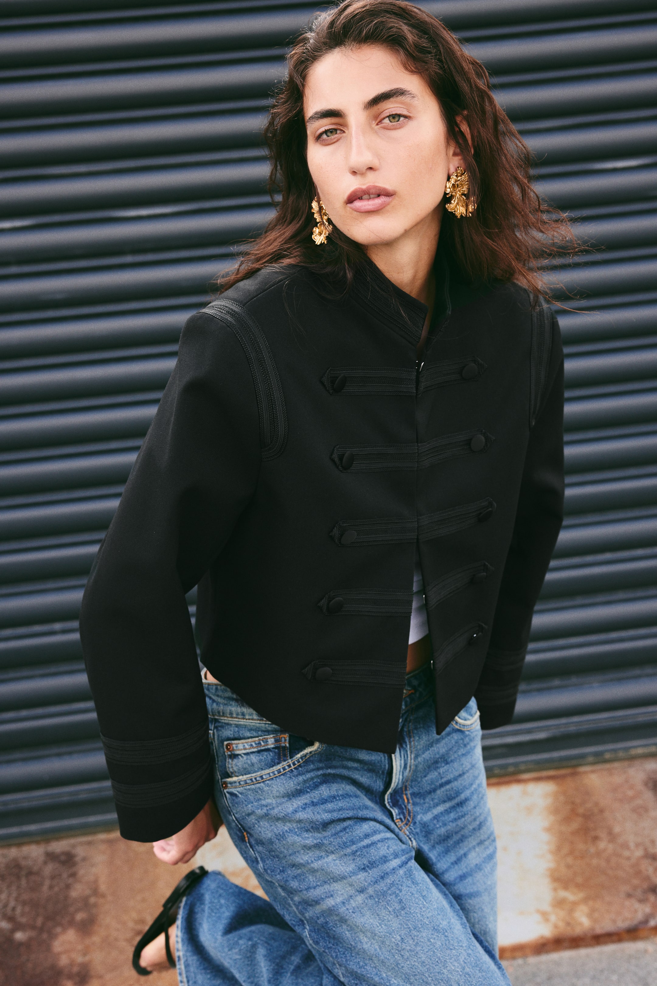 Shoulder-Pad Twill Jacket