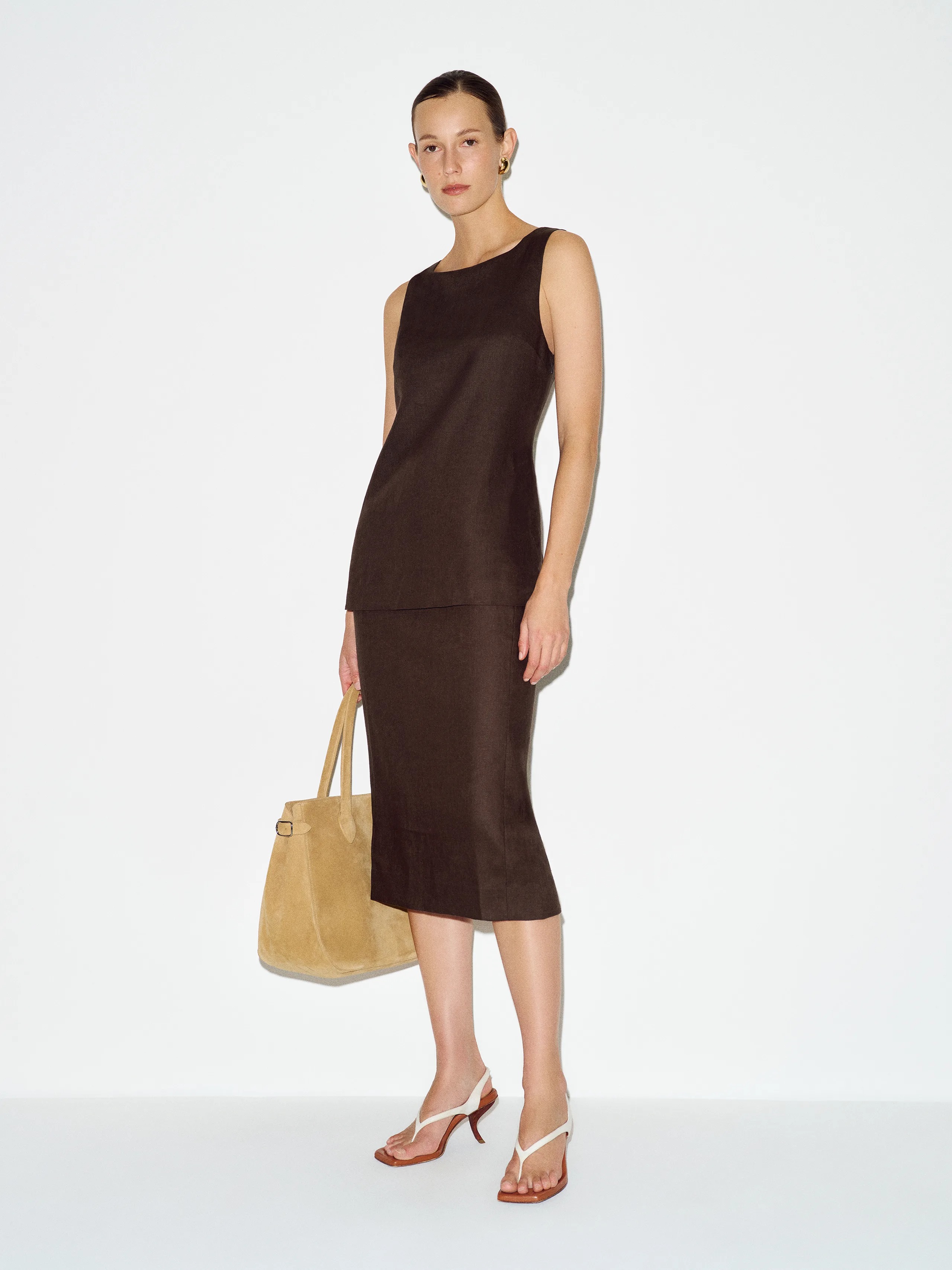 Reformation, Robin Linen Two Piece in Mole