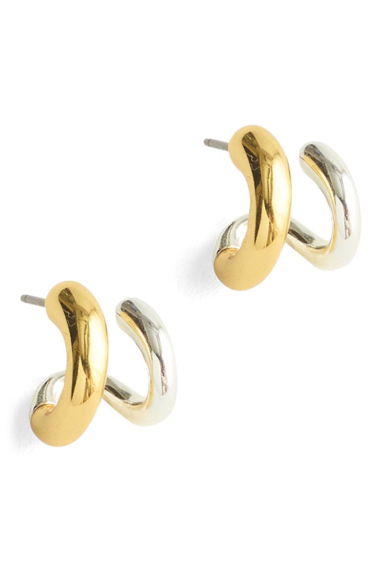 Sculpted Illusion Mixed Metal Hoop Earrings