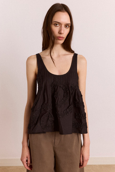 Stella Ruffle Cami - Black