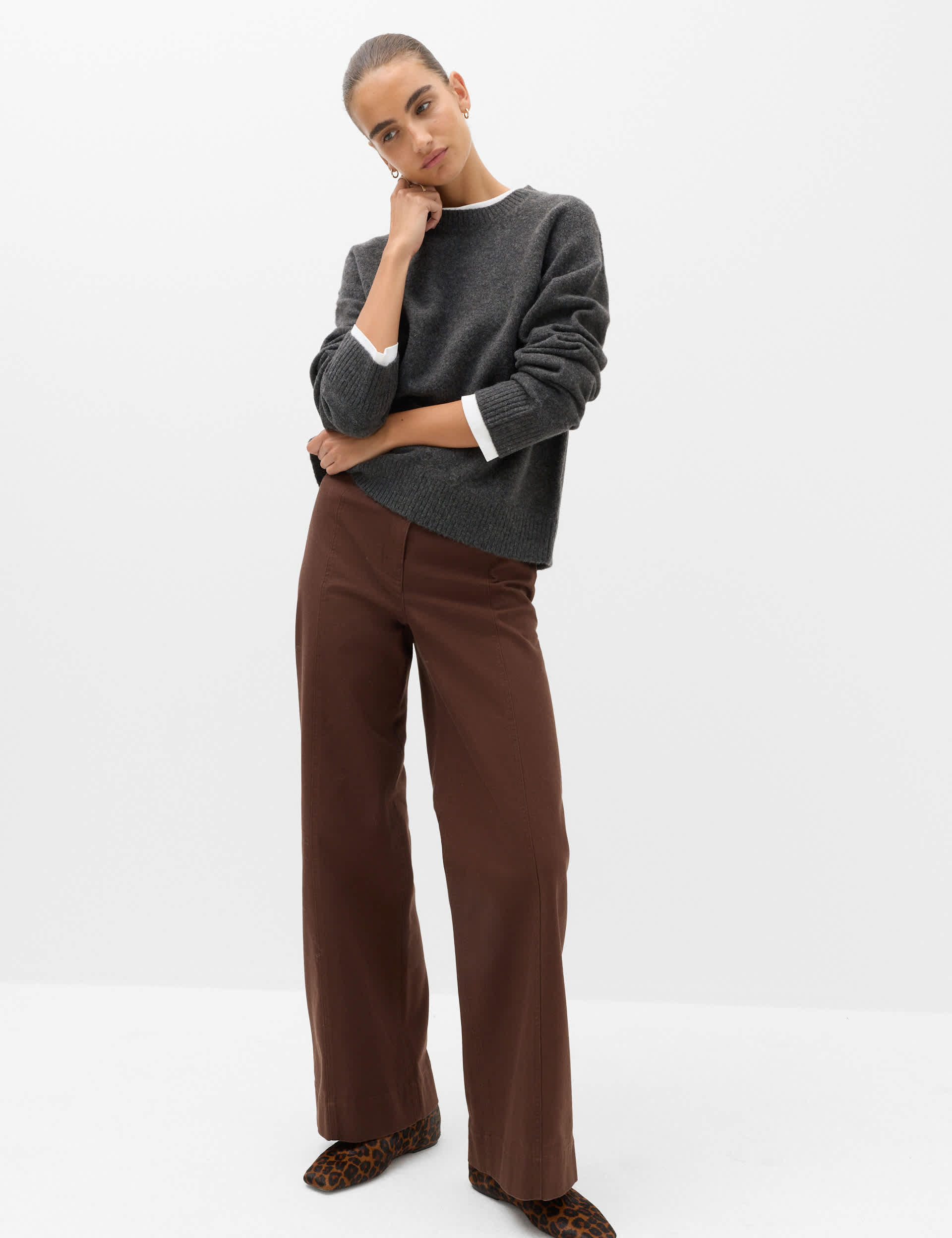 Pure Cotton Wide Leg Trousers