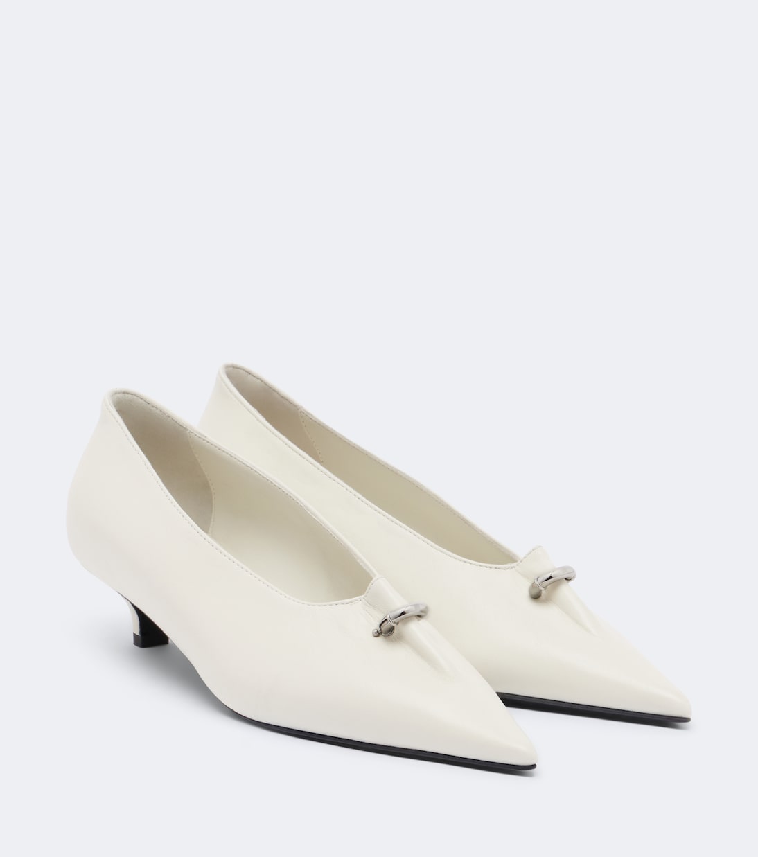 Pierced Embellished Leather Pumps in White - Toteme
