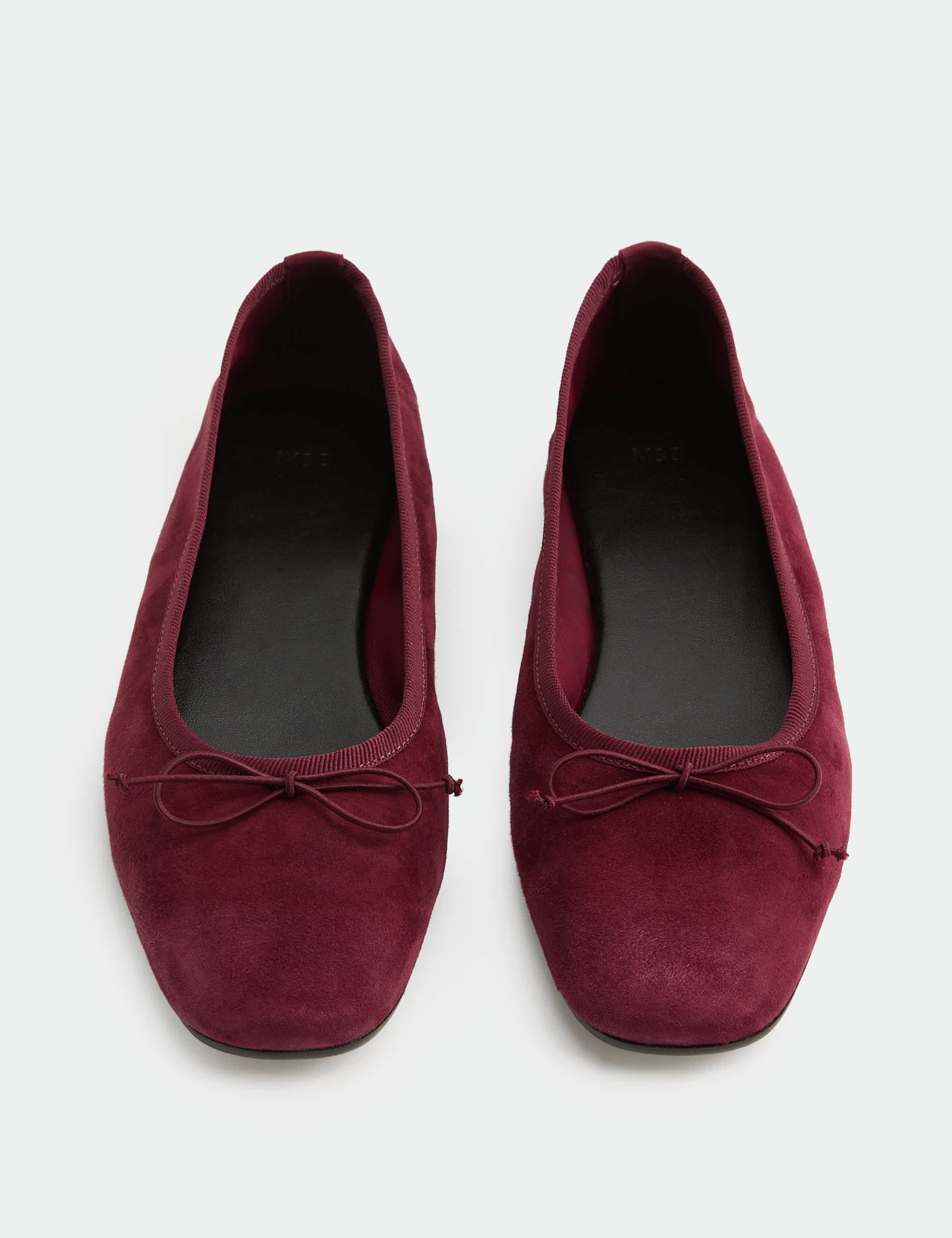 Suede Bow Flat Round Toe Ballet Pumps