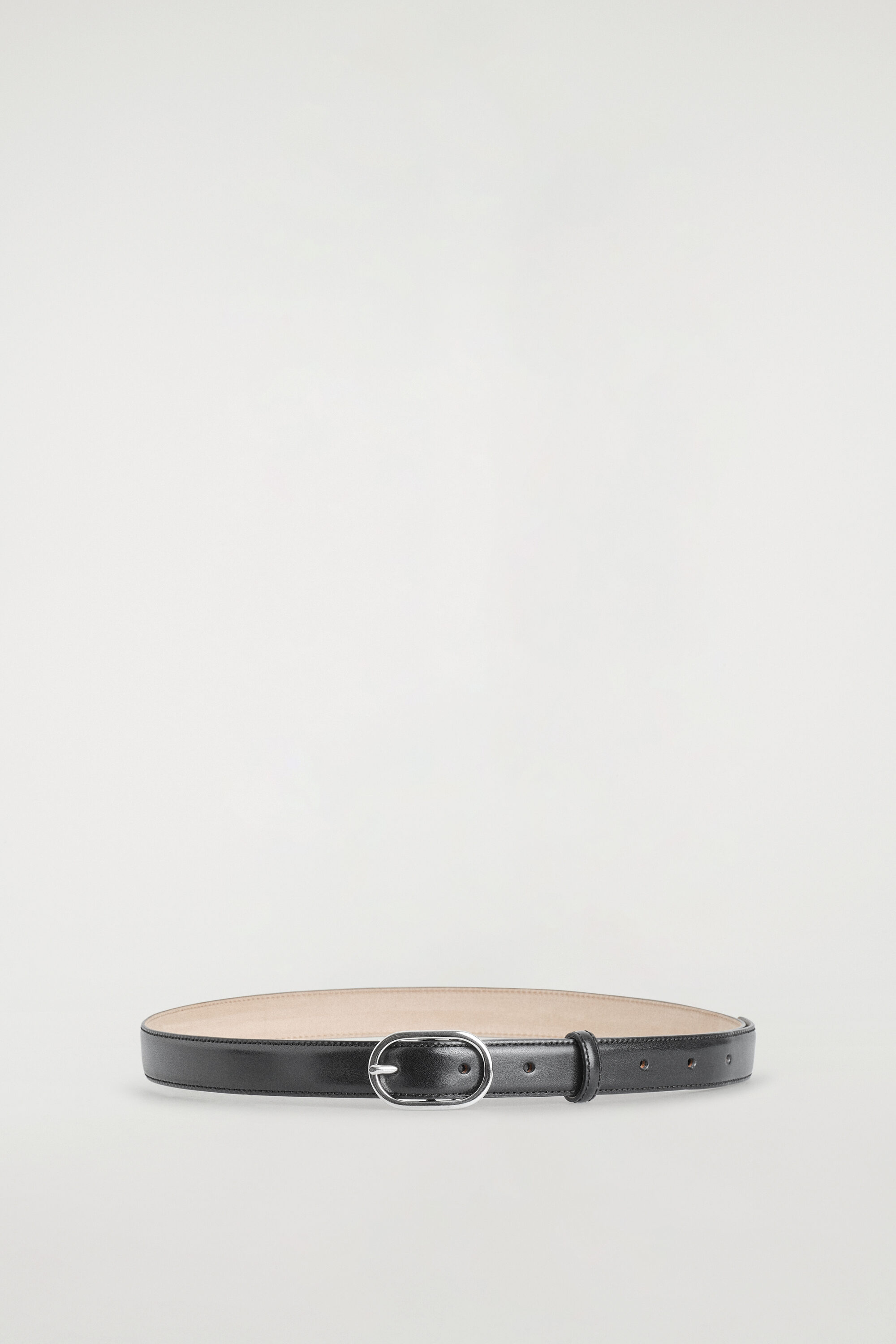 Oval-Buckle Leather Belt