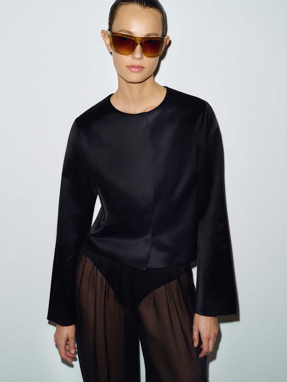 Stella Cropped Satin Jacket